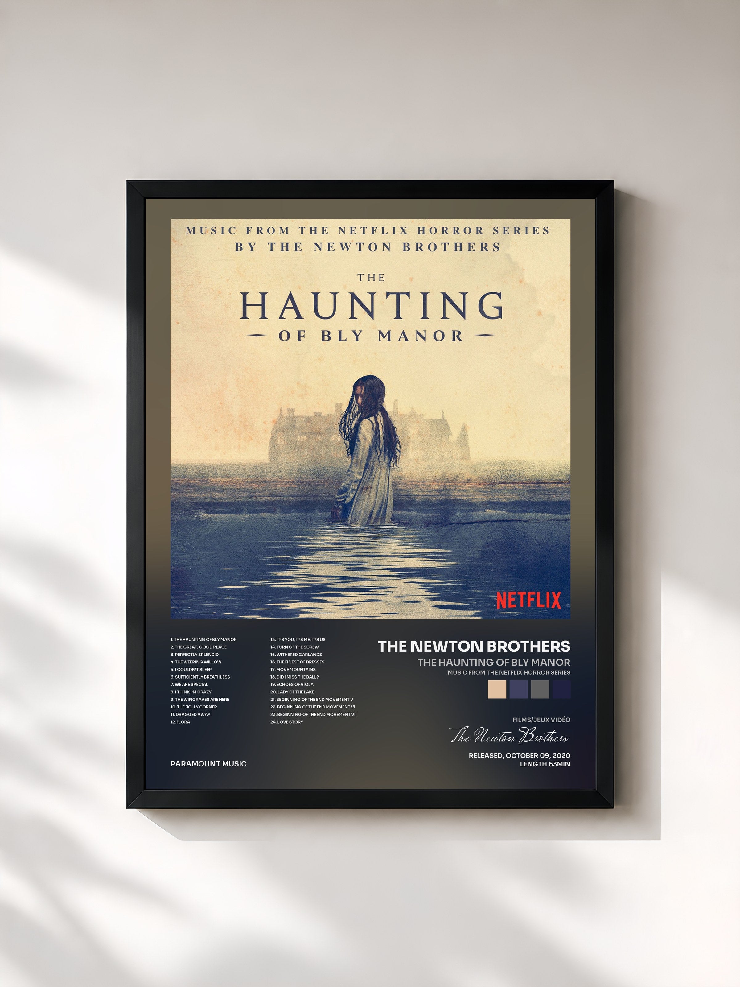 #noir Tableau de l'album The Haunting of Bly Manor (Music from the Netflix Horror Series) de The Newton Brothers, cadre noir, imprimé et encadré en France