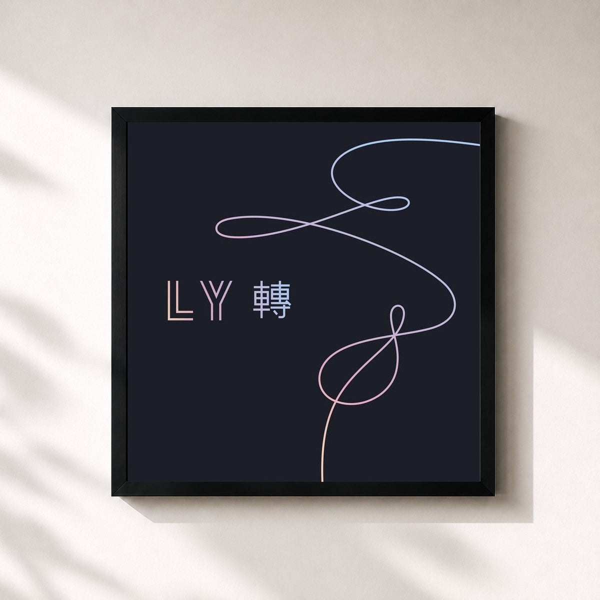#noir Tableau carré de l'album Love Yourself 轉 'Tear' de BTS, cadre noir 32x32 cm