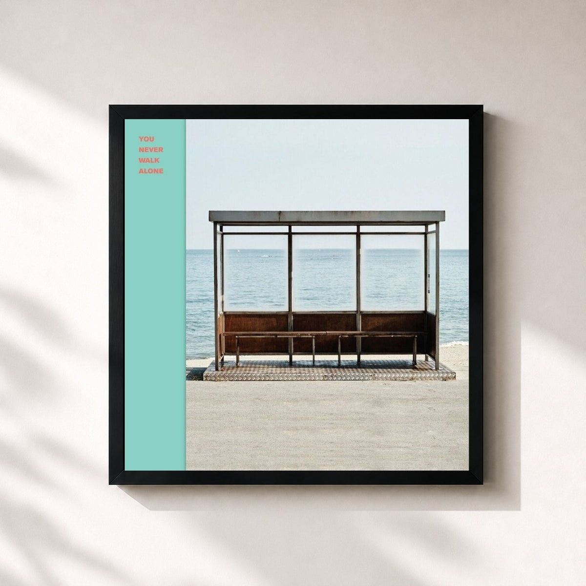 #noir Tableau carré de l'album You Never Walk Alone de BTS, cadre noir 32x32 cm