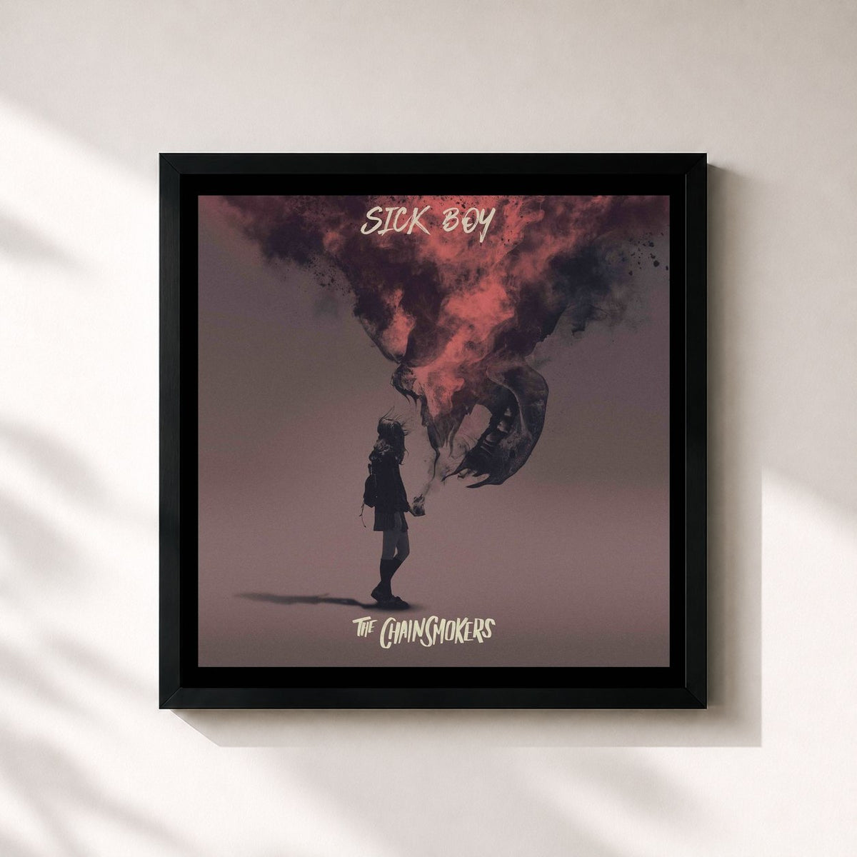 #noir Tableau carré de l'album Sick Boy de The Chainsmokers, cadre noir 32x32 cm