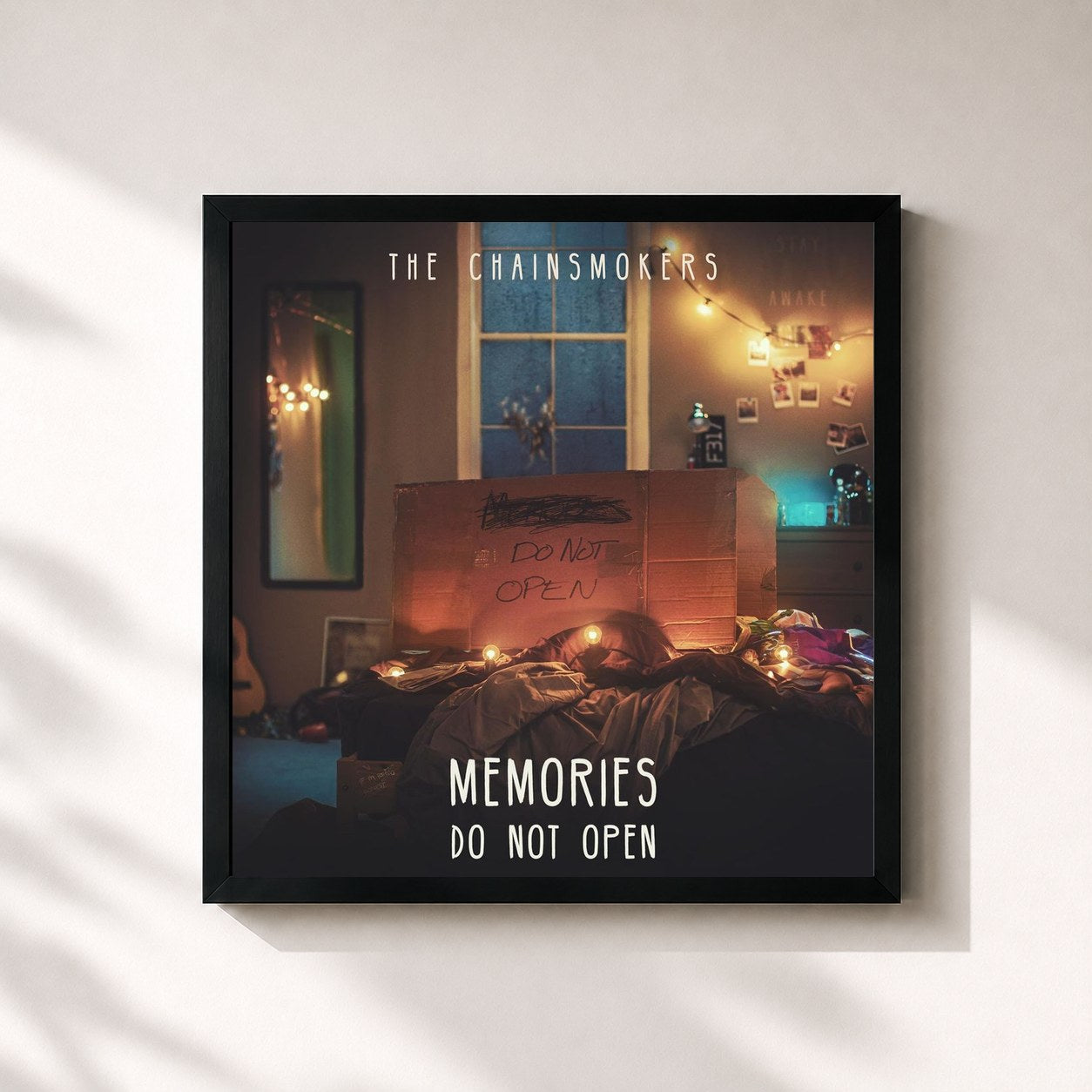#noir Tableau carré de l'album Memories...Do Not Open de The Chainsmokers, cadre noir 32x32 cm