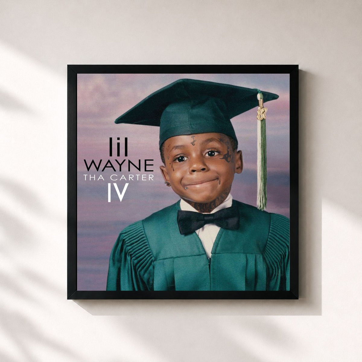 #noir Tha Carter IV (Edited Version) von Lil Wayne als quadratischer Kunstdruck, schwarzer Rahmen 32x32 cm