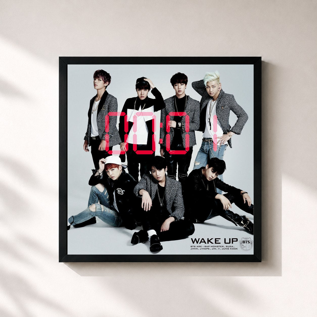 #noir WAKE UP by BTS as a square framed art print, black 32x32 cm frame