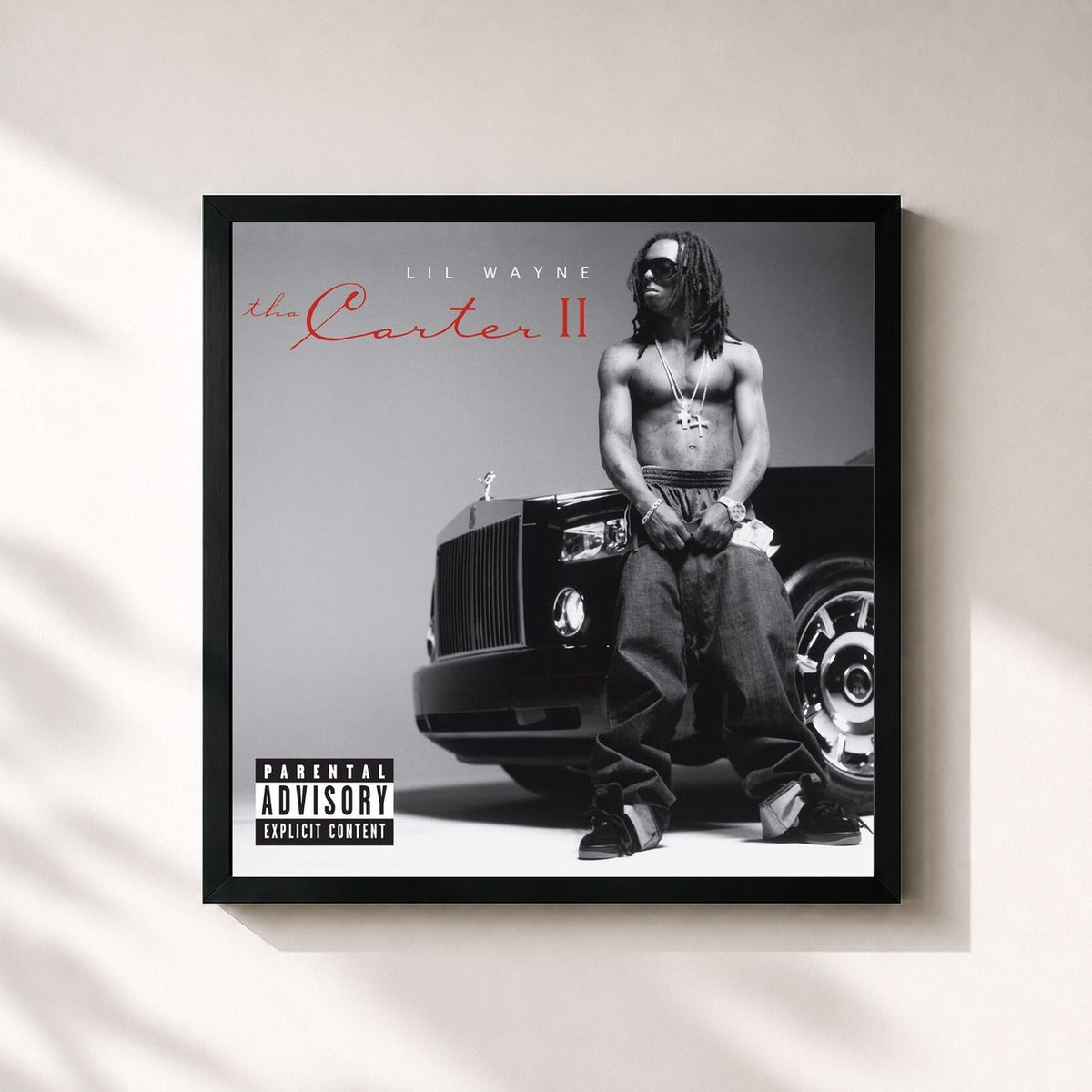 #noir Tha Carter II von Lil Wayne als quadratischer Kunstdruck, schwarzer Rahmen 32x32 cm