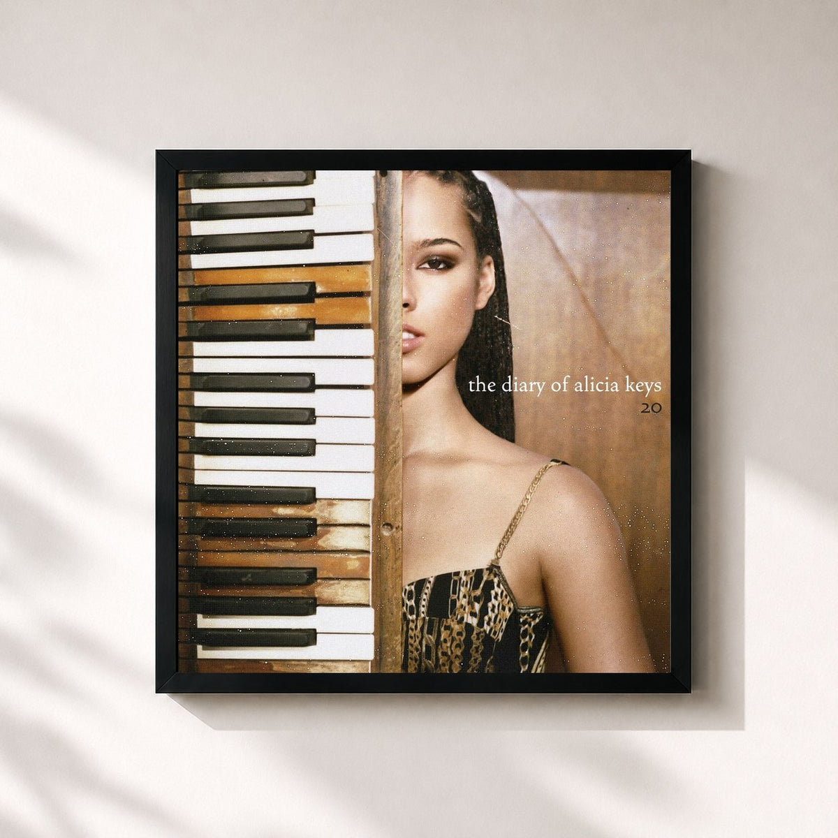 #noir Tableau carré de l'album The Diary Of Alicia Keys 20 de Alicia Keys, cadre noir 32x32 cm