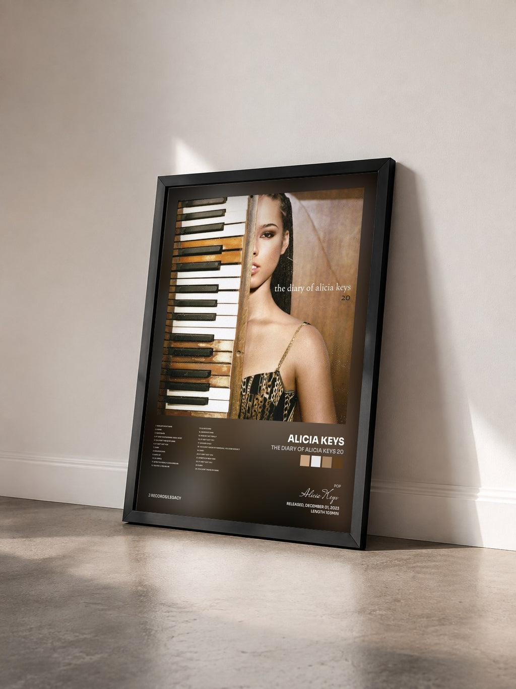 #noir Tableau de l'album The Diary Of Alicia Keys 20 de Alicia Keys vu de trois quarts, cadre noir