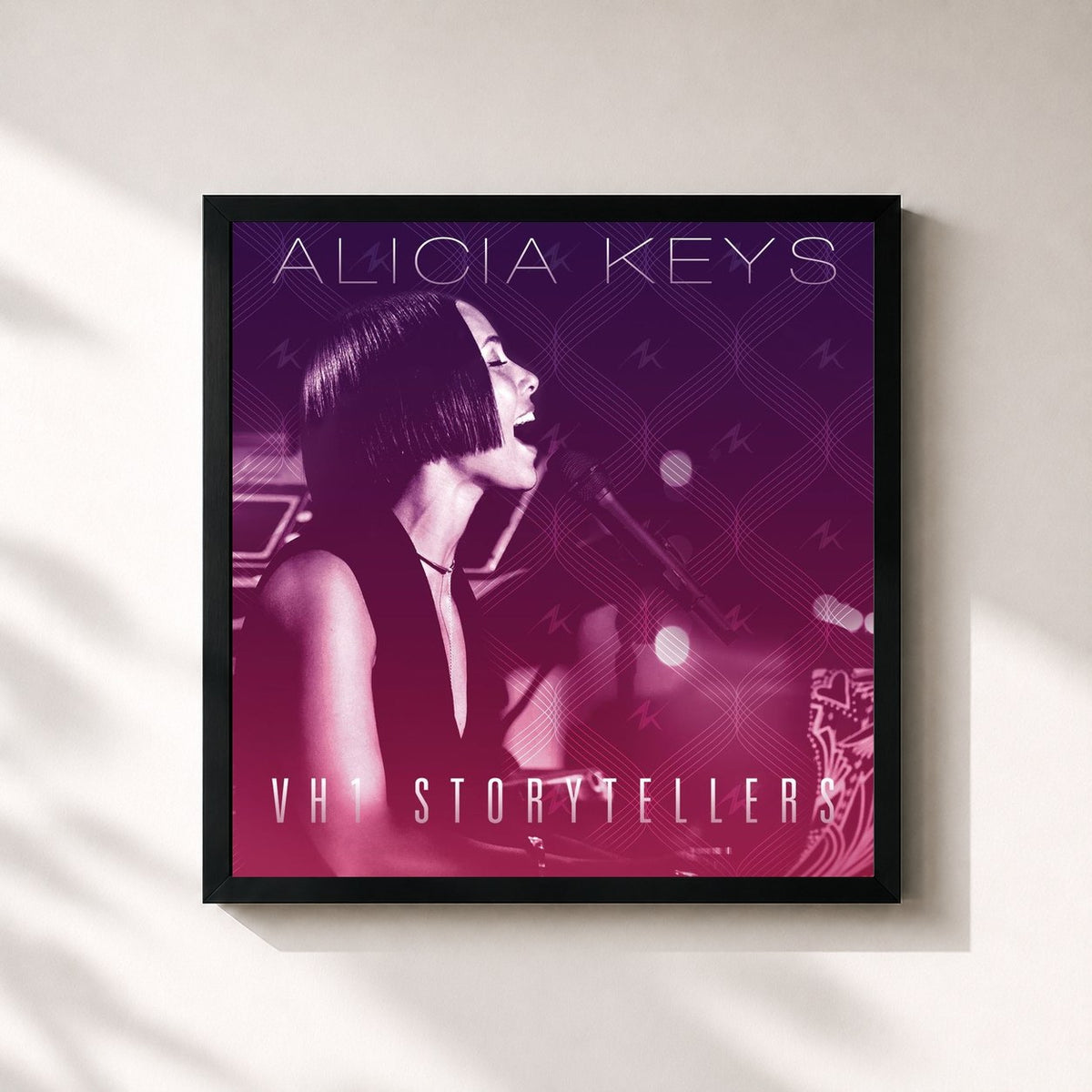#noir Tableau carré de l'album Alicia Keys - VH1 Storytellers de Alicia Keys, cadre noir 32x32 cm