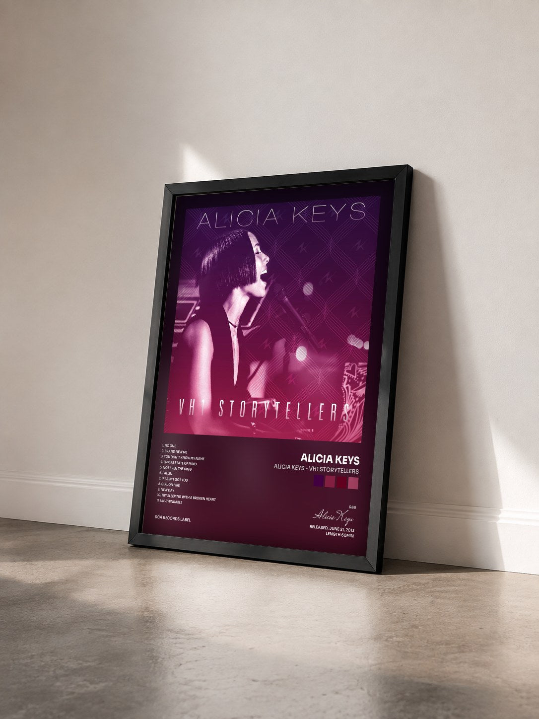 #noir Tableau de l'album Alicia Keys - VH1 Storytellers de Alicia Keys vu de trois quarts, cadre noir
