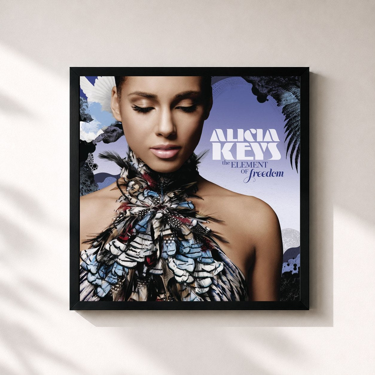#noir Tableau carré de l'album The Element Of Freedom de Alicia Keys, cadre noir 32x32 cm