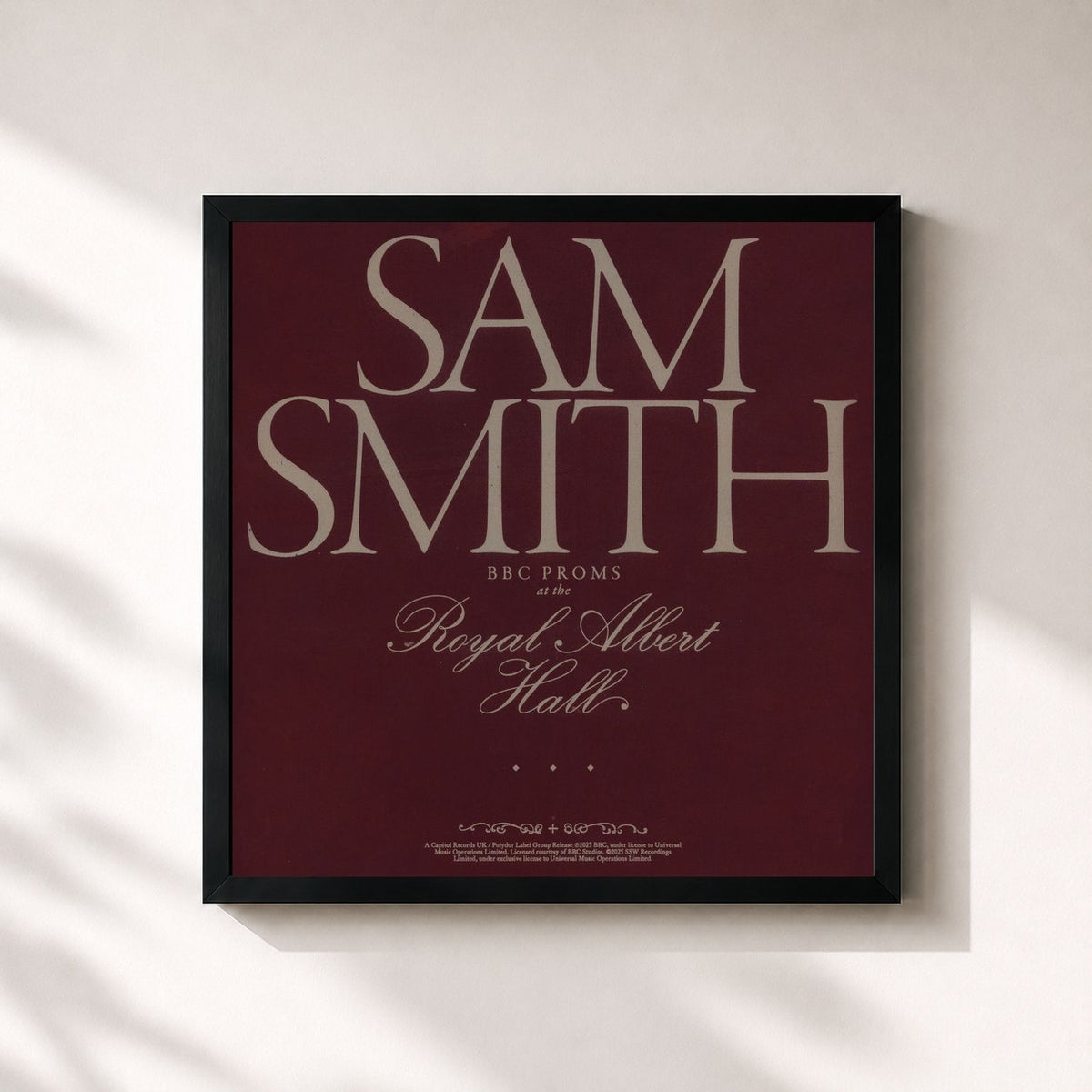 #noir Tableau carré de l'album BBC Proms At The Royal Albert Hall de Sam Smith, cadre noir 32x32 cm