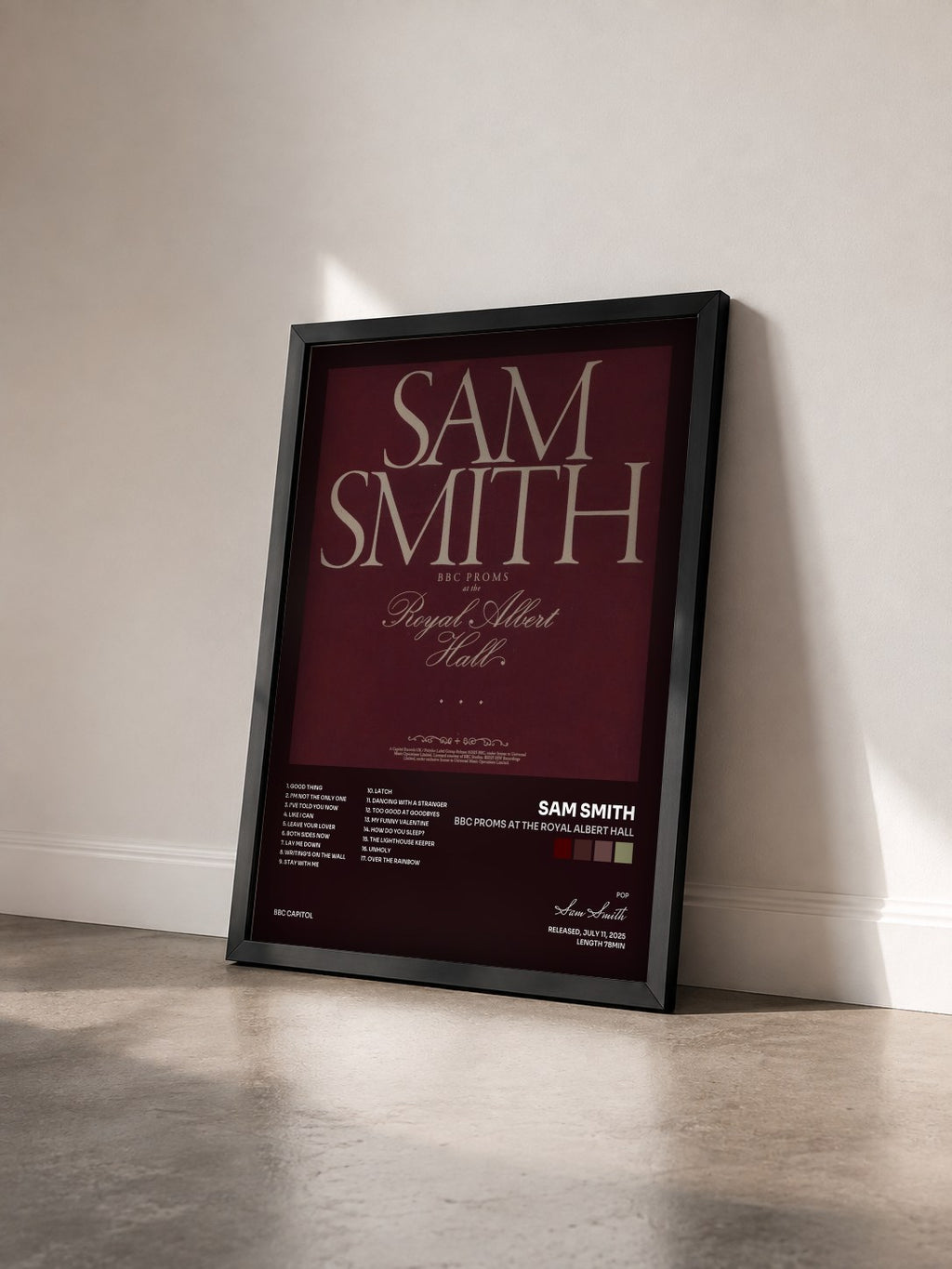 #noir Tableau de l'album BBC Proms At The Royal Albert Hall de Sam Smith vu de trois quarts, cadre noir