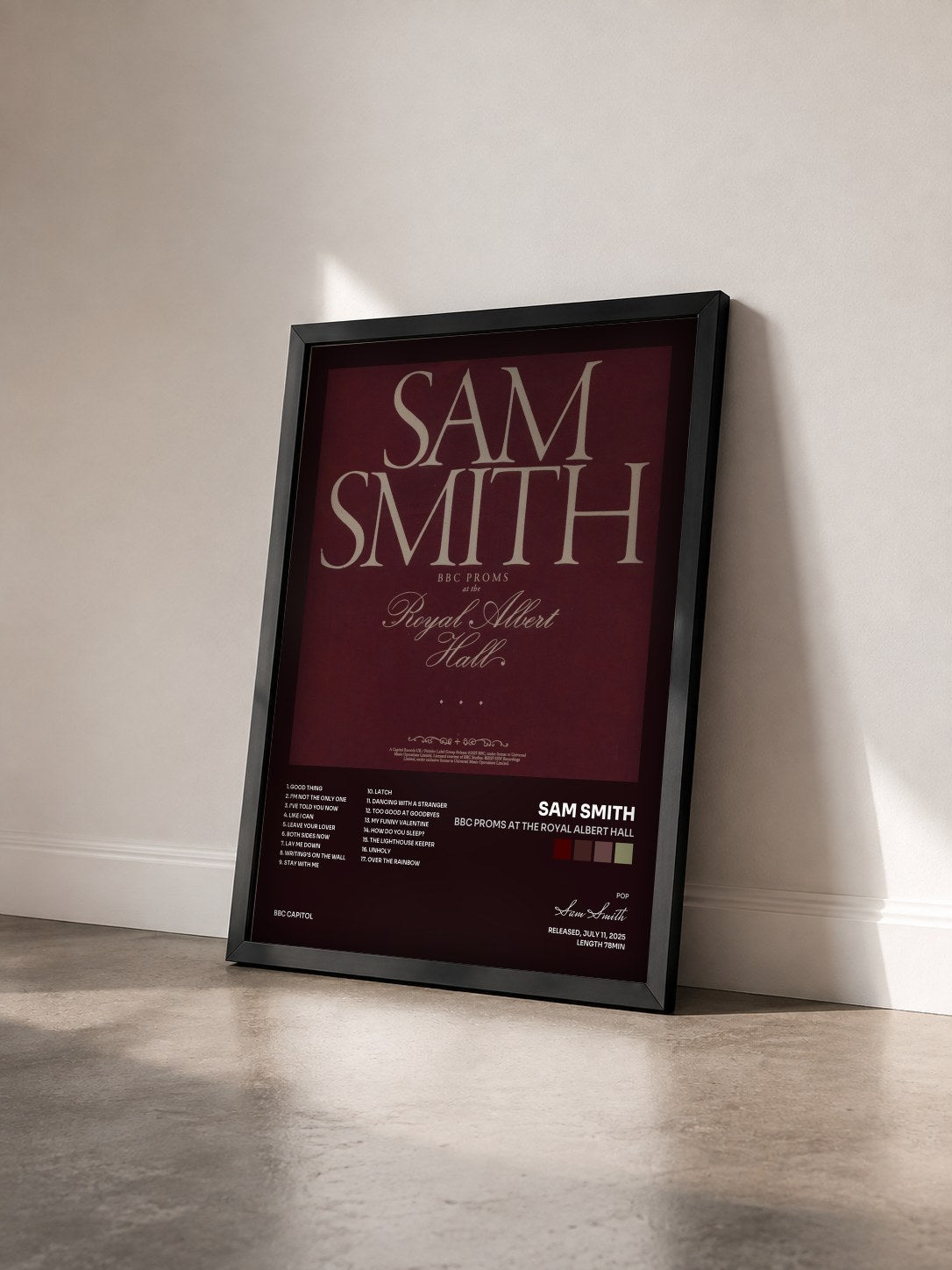 #noir Tableau de l'album BBC Proms At The Royal Albert Hall de Sam Smith vu de trois quarts, cadre noir