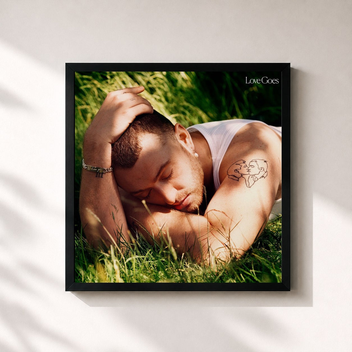 #noir Tableau carré de l'album Love Goes de Sam Smith, cadre noir 32x32 cm