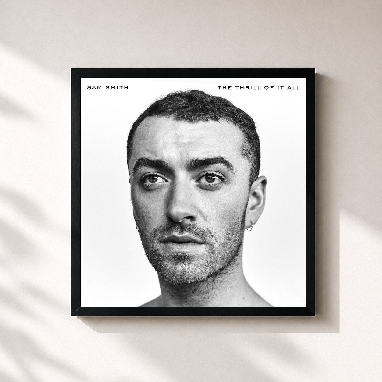 #noir Tableau carré de l'album The Thrill Of It All de Sam Smith, cadre noir 32x32 cm