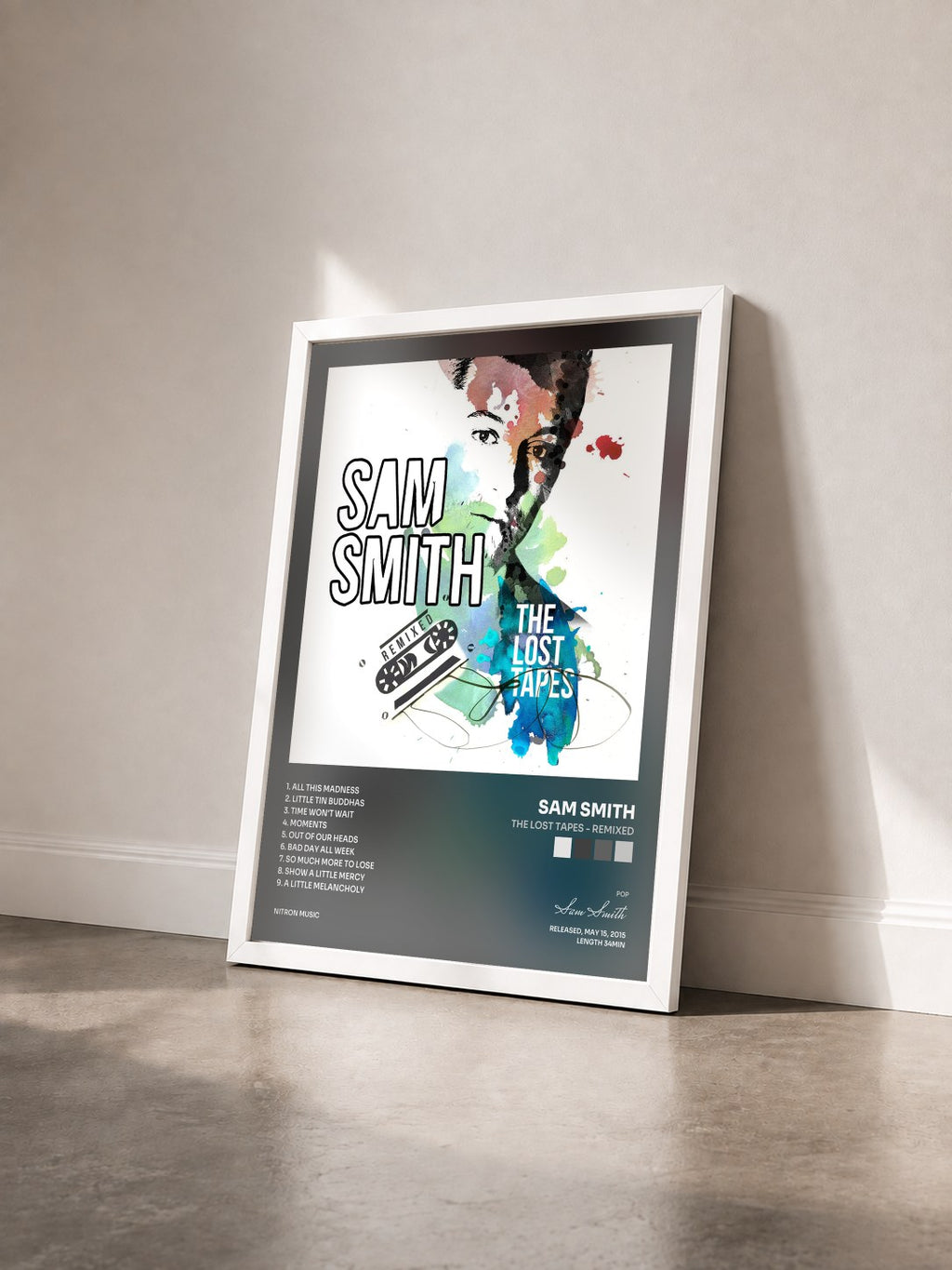 #blanc Tableau de l'album The Lost Tapes - Remixed de Sam Smith vu de trois quarts, cadre blanc