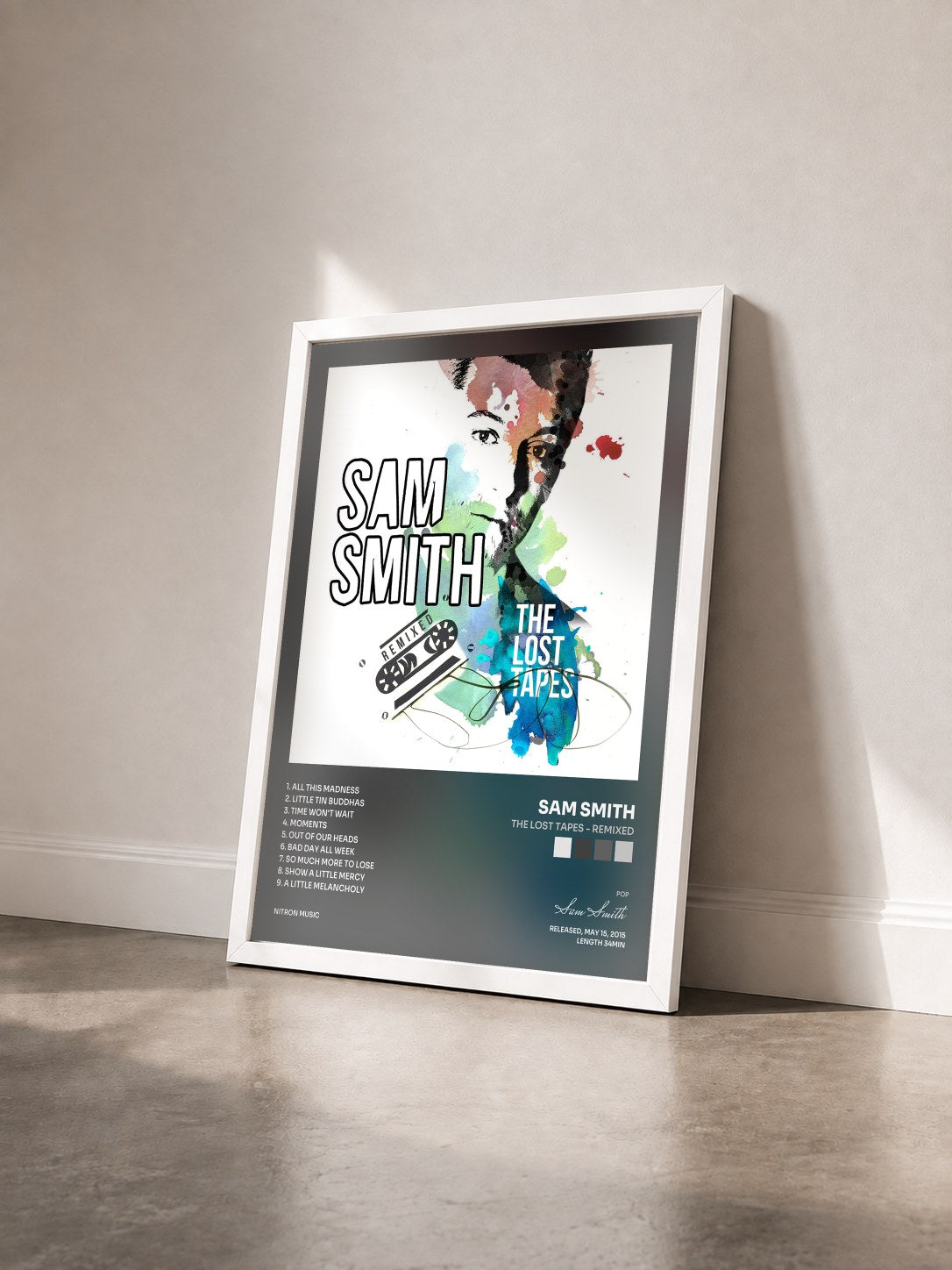 #blanc Tableau de l'album The Lost Tapes - Remixed de Sam Smith vu de trois quarts, cadre blanc