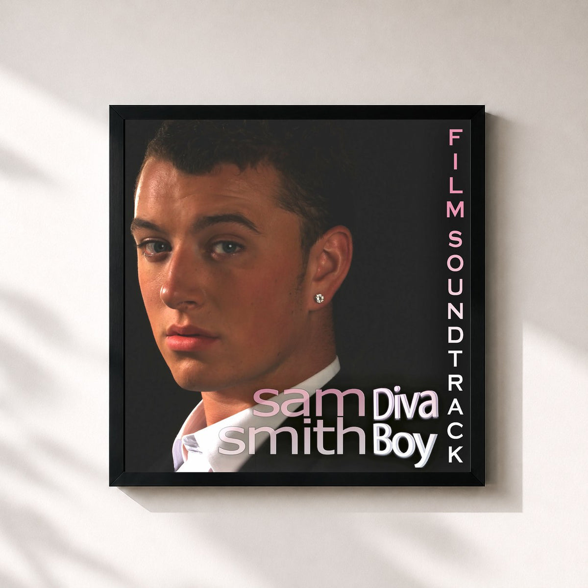 #noir Tableau carré de l'album Sam Smith Diva Boy - Film Soundtrack de Sam Smith, cadre noir 32x32 cm