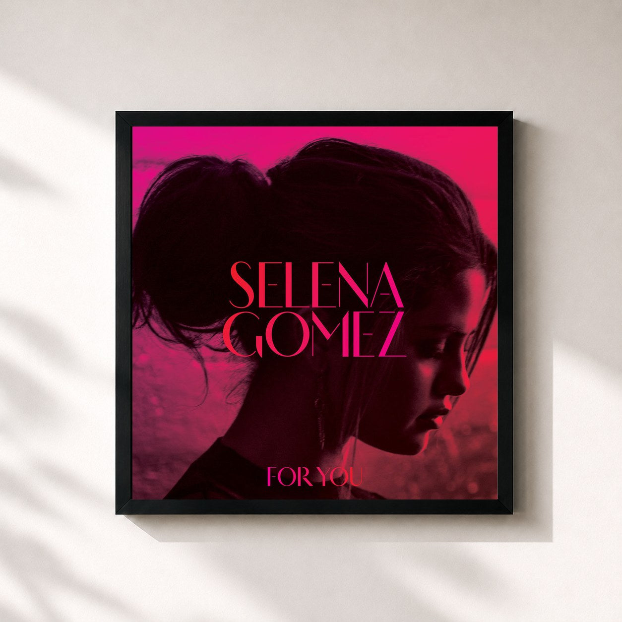 #noir Tableau carré de l'album For You de Selena Gomez, cadre noir 32x32 cm