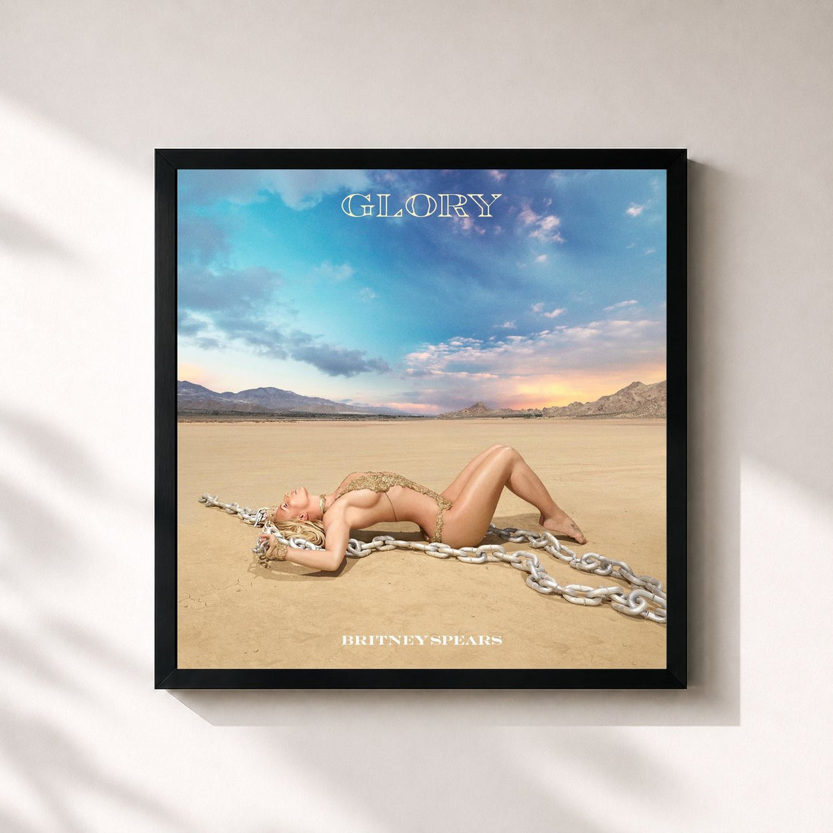 #noir Tableau carré de l'album Glory (Deluxe) de Britney Spears, cadre noir 32x32 cm