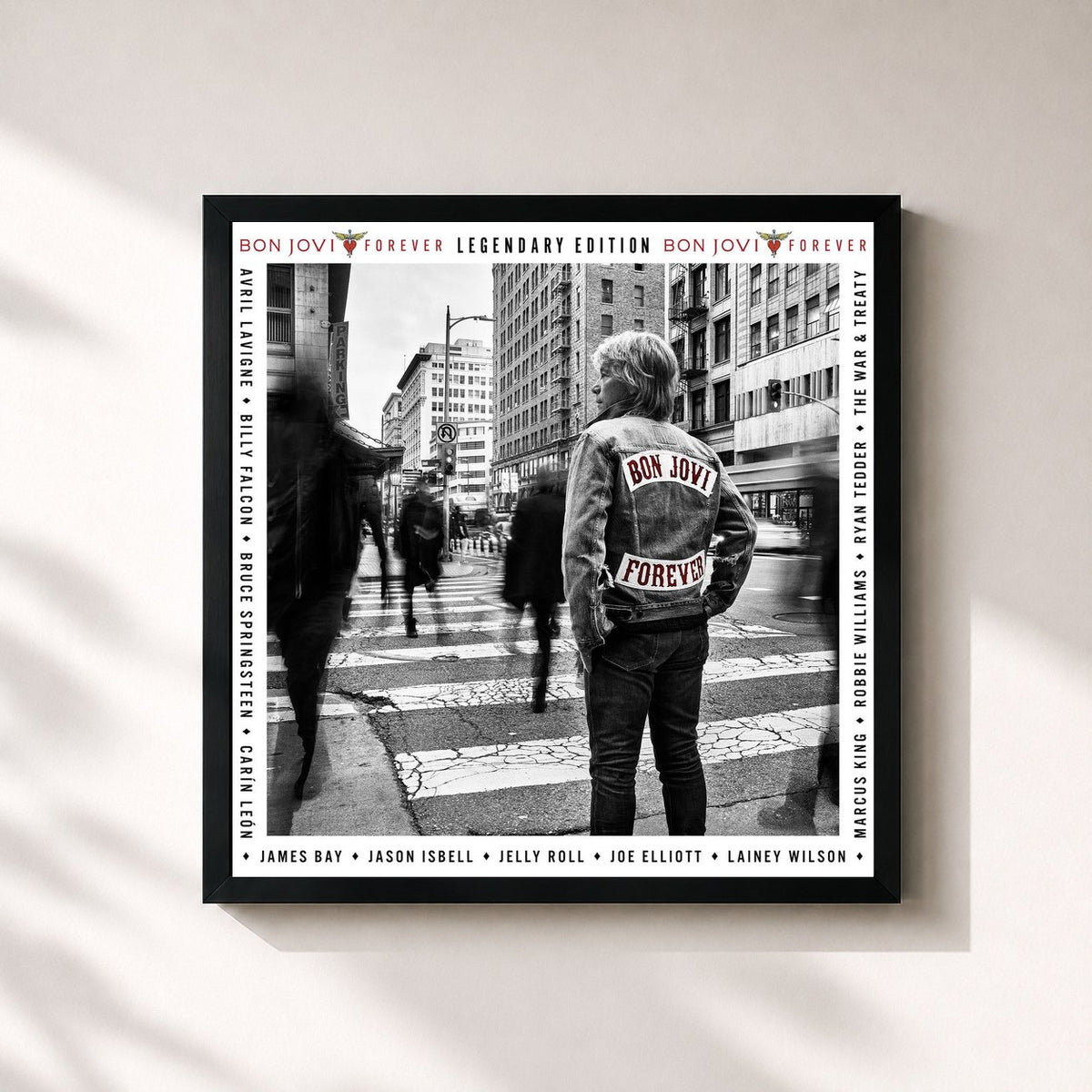 #noir Forever (Legendary Edition) by Bon Jovi as a square framed art print, black 32x32 cm frame