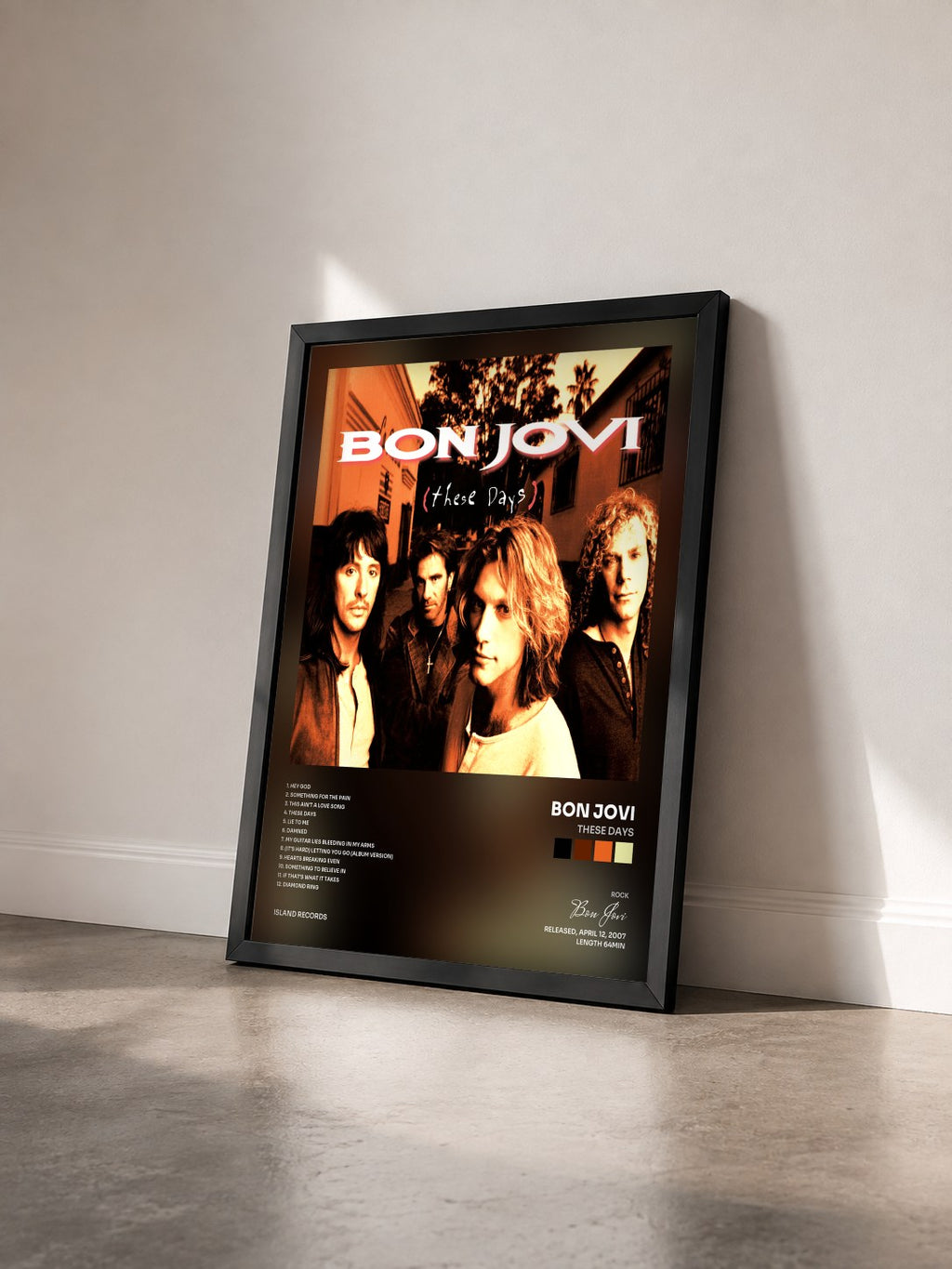 #noir These Days di Bon Jovi in stampa incorniciata vista di tre quarti, cornice nera