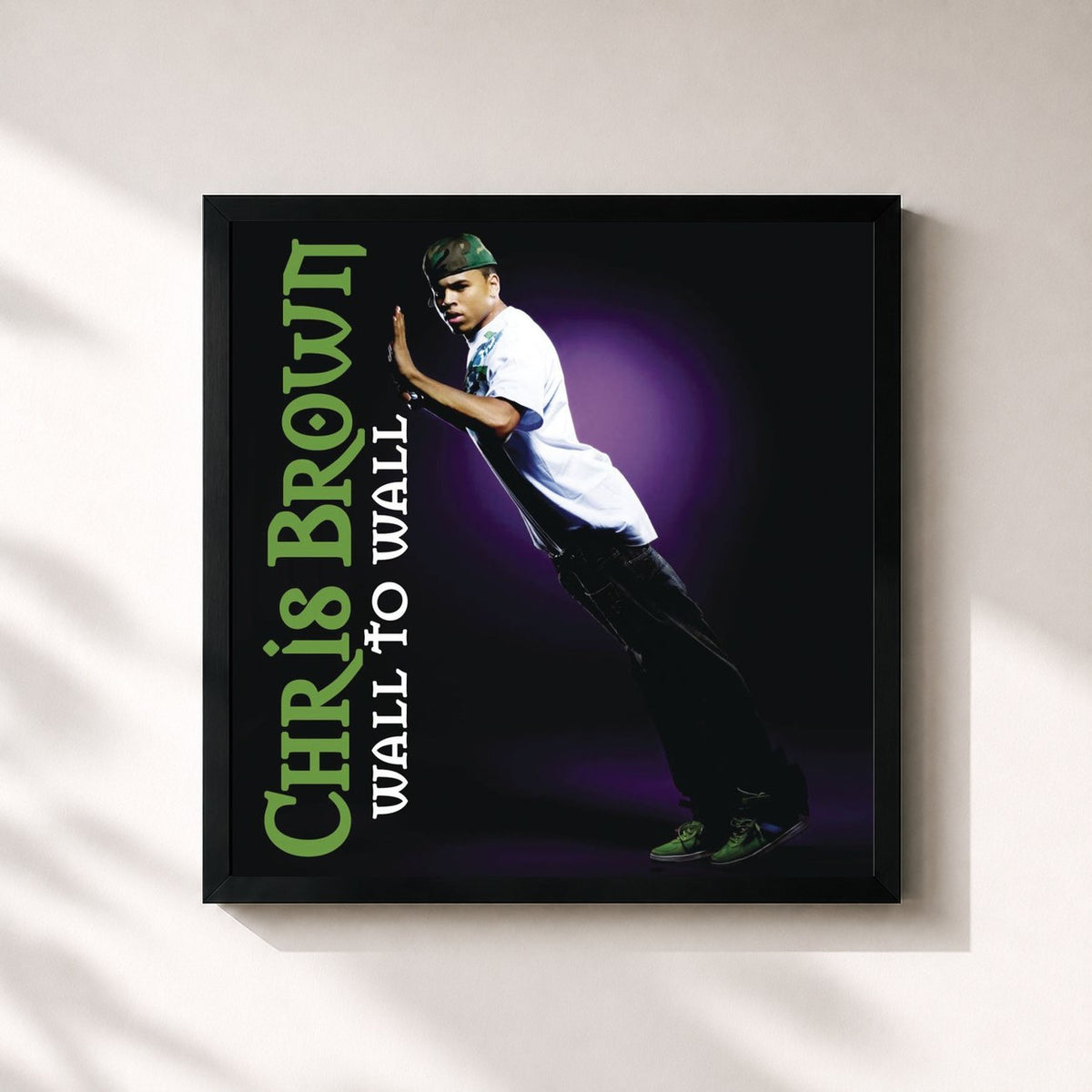 #noir Tableau carré de l'album Wall To Wall de Chris Brown, cadre noir 32x32 cm