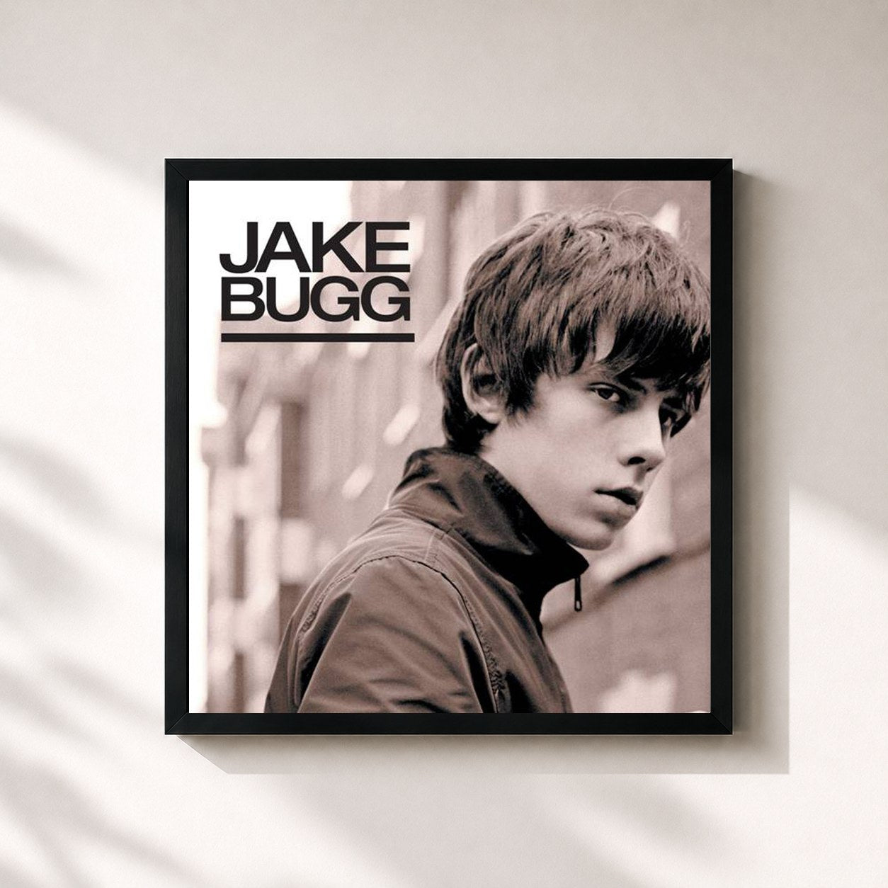 #noir Tableau carré de l'album Jake Bugg de Jake Bugg, cadre noir 32x32 cm