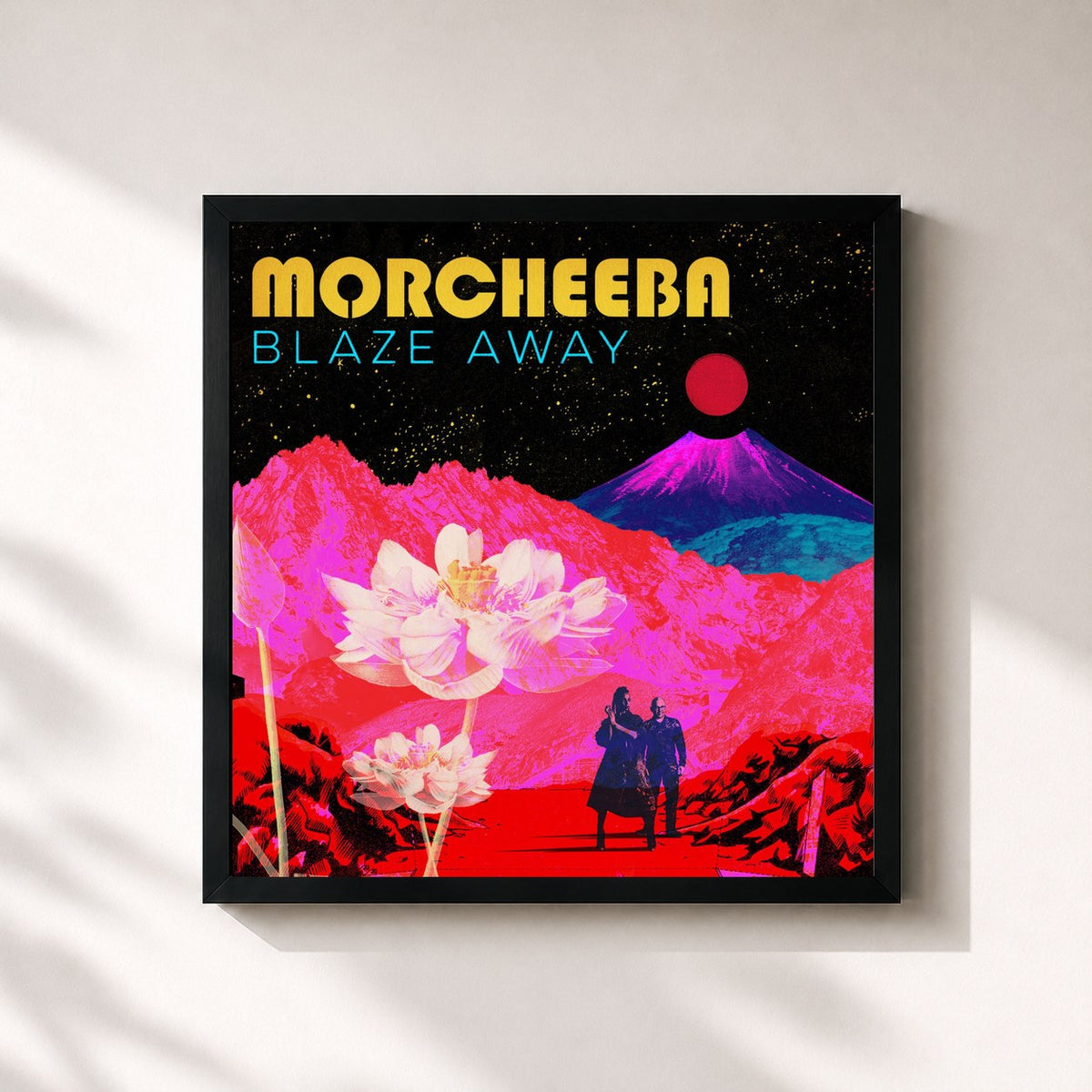 #noir Tableau carré de l'album Blaze Away (Deluxe Version) de Morcheeba, cadre noir 32x32 cm