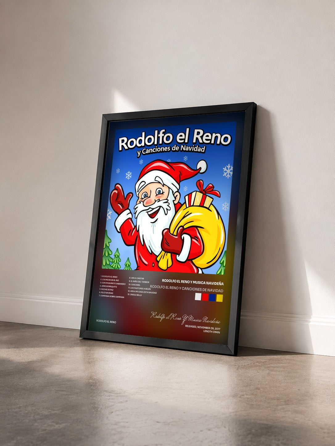 #noir Tableau de l'album Rodolfo El Reno Y Canciones De Navidad de Rodolfo el Reno Y Musica Navideña vu de trois quarts, cadre noir