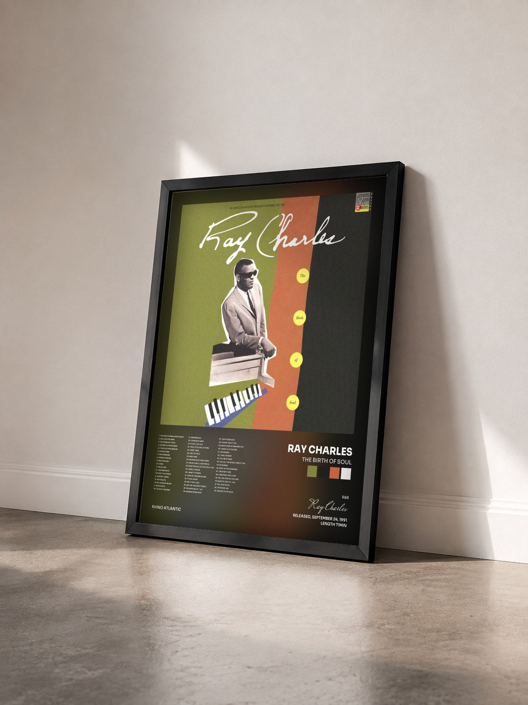 #noir Tableau de l'album The Birth of Soul de Ray Charles vu de trois quarts, cadre noir