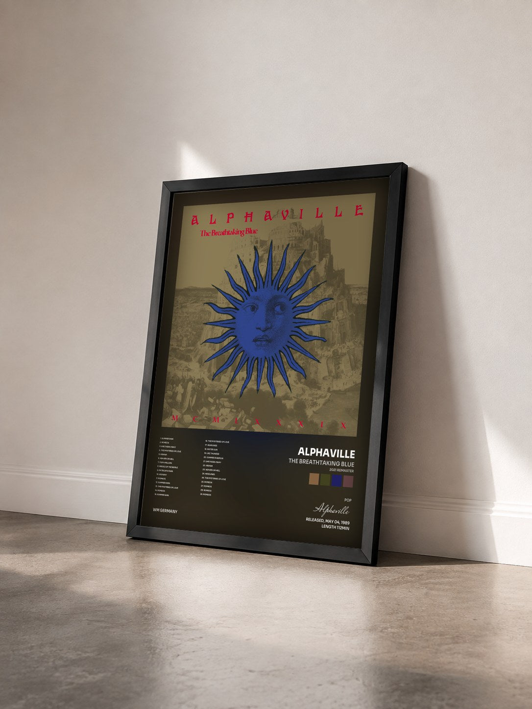 #noir Tableau de l'album The Breathtaking Blue (2021 Remaster) de Alphaville vu de trois quarts, cadre noir