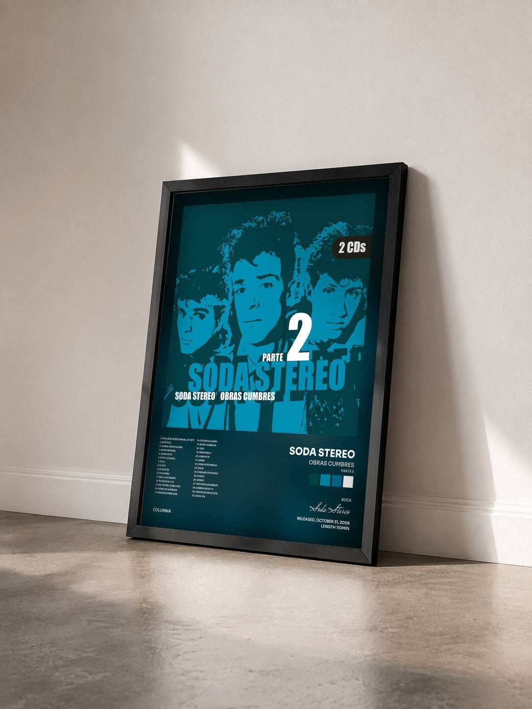 #noir Tableau de l'album Obras Cumbres (Parte 2) de Soda Stereo vu de trois quarts, cadre noir