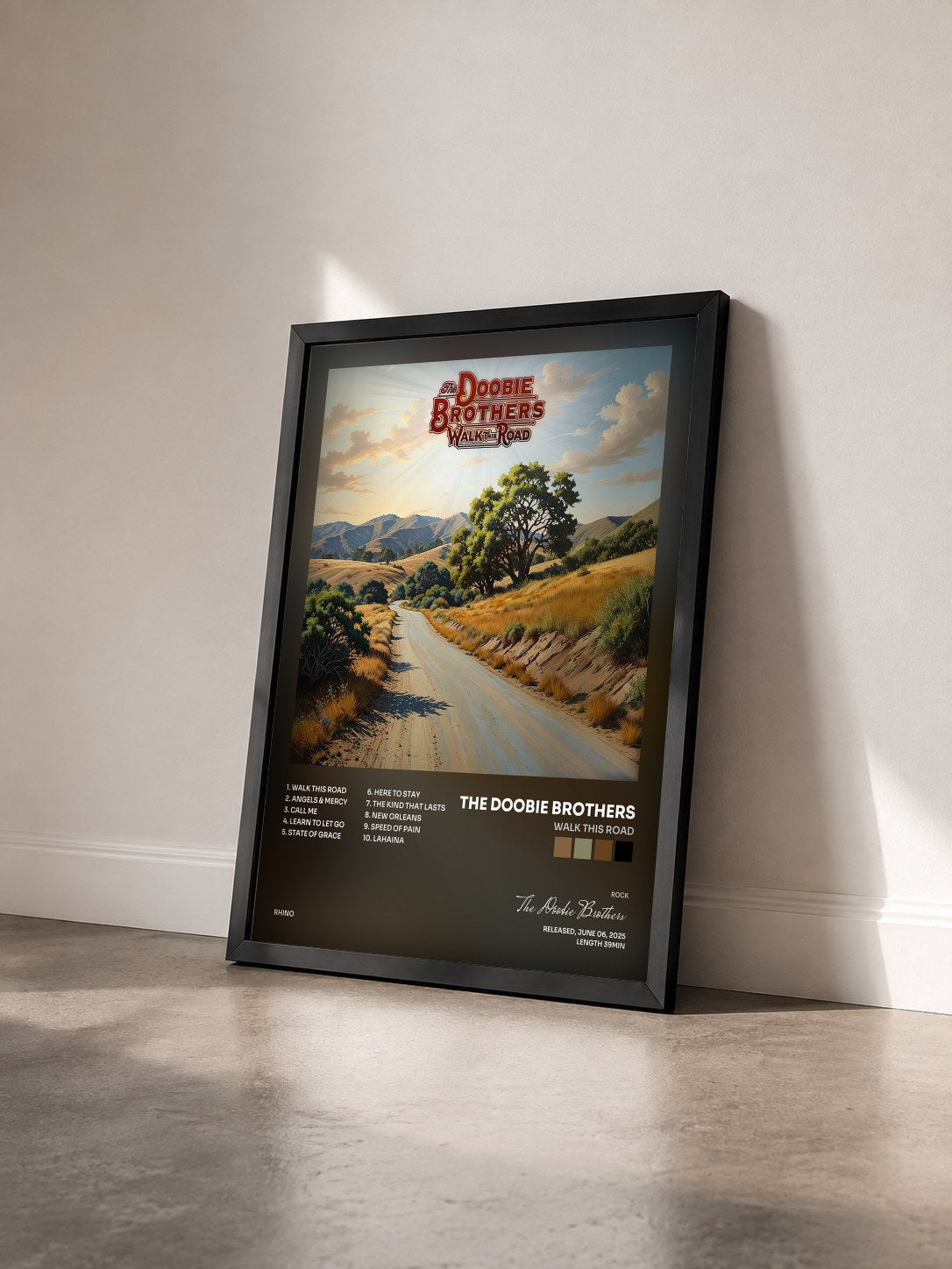 #noir Tableau de l'album Walk This Road de The Doobie Brothers vu de trois quarts, cadre noir