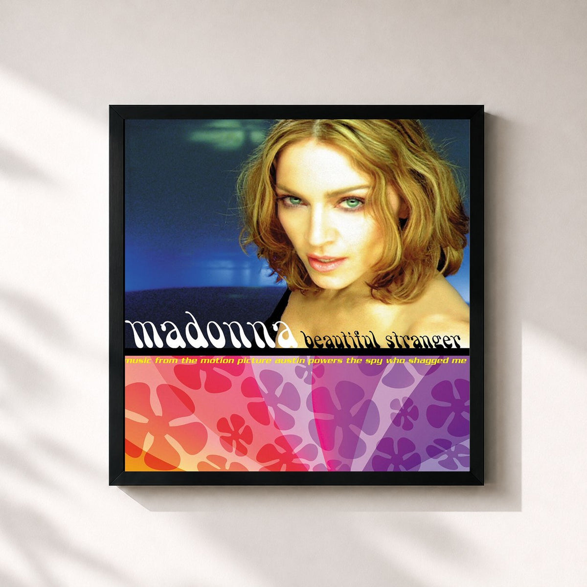 #noir Tableau carré de l'album Beautiful Stranger de Madonna, cadre noir 32x32 cm