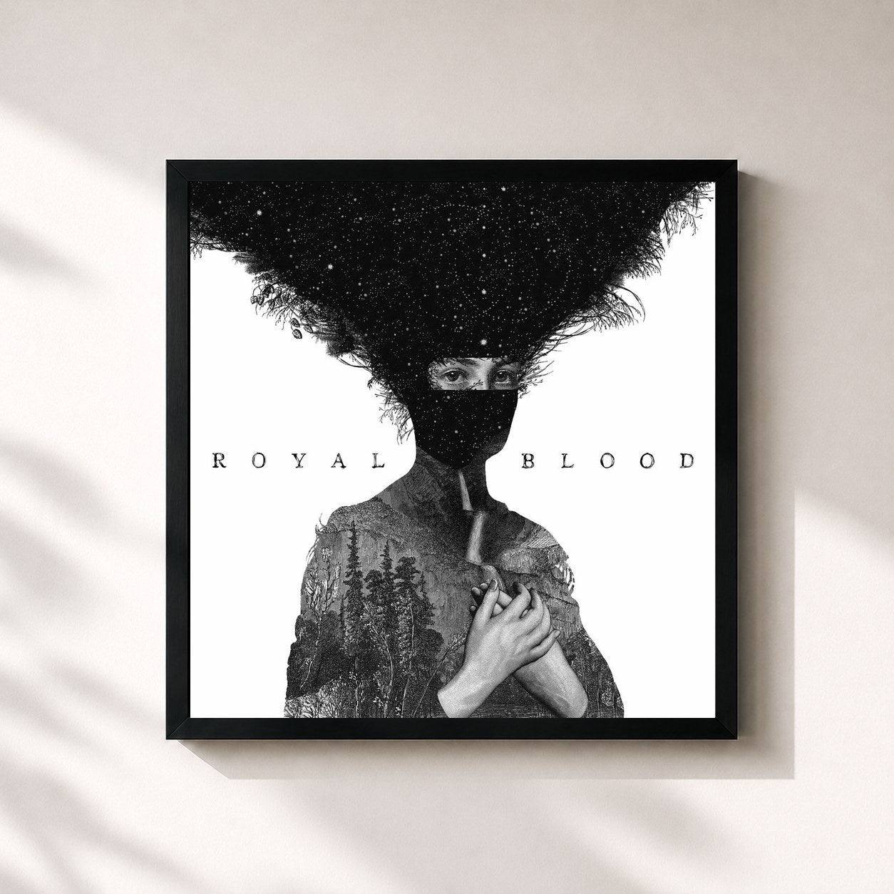 #noir Tableau carré de l'album Royal Blood de Royal Blood, cadre noir 32x32 cm