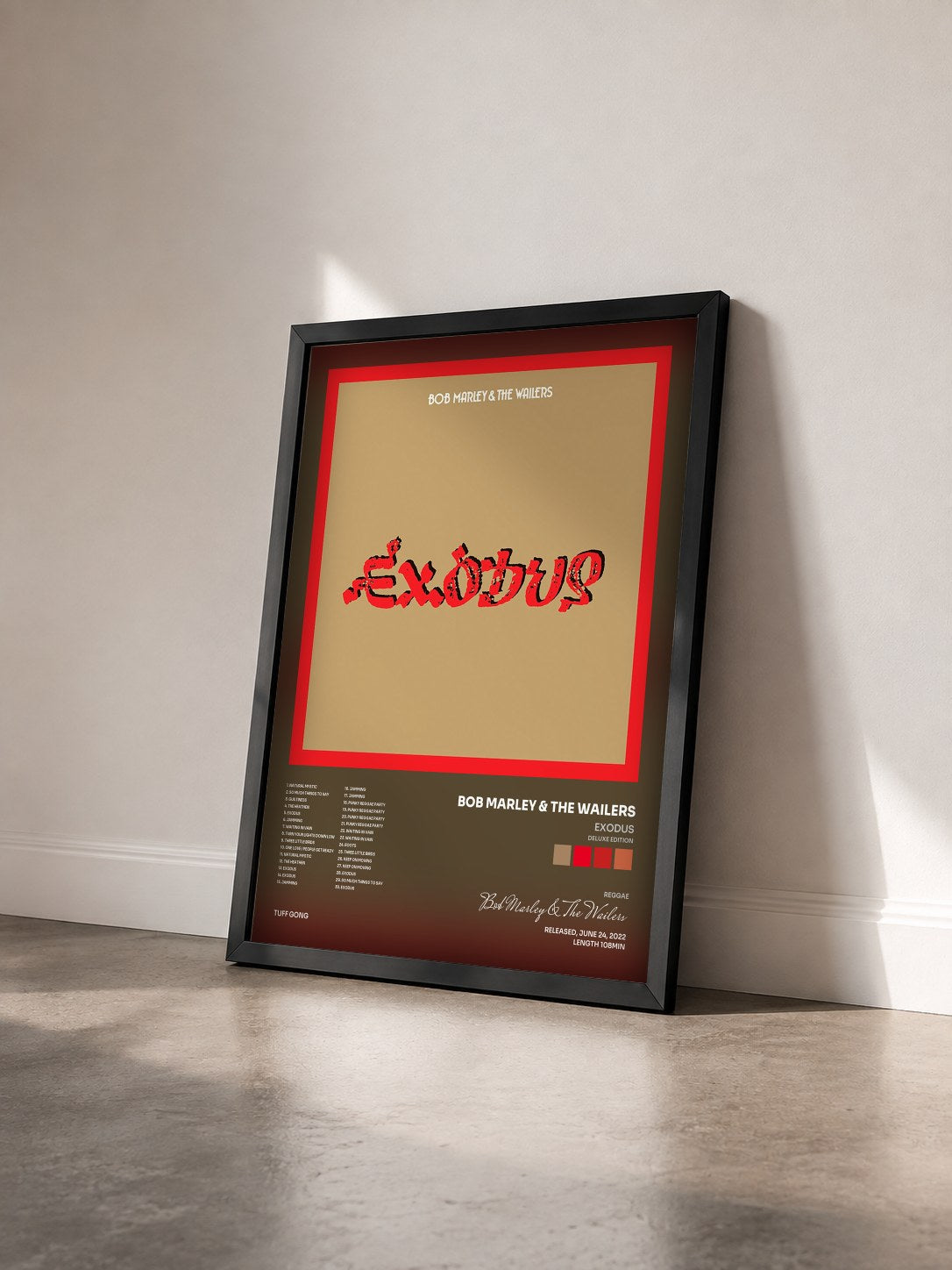 #noir Tableau de l'album Exodus (Deluxe Edition) de Bob Marley & The Wailers vu de trois quarts, cadre noir