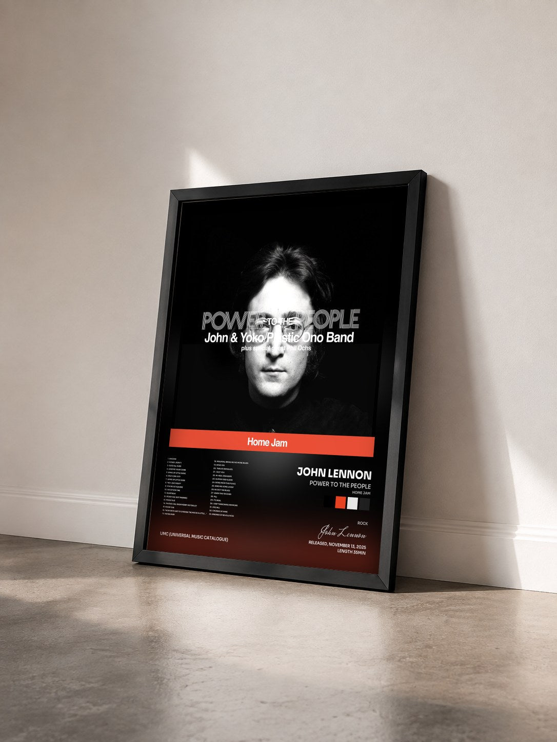 #noir Tableau de l'album Power To The People (Home Jam) de John Lennon vu de trois quarts, cadre noir