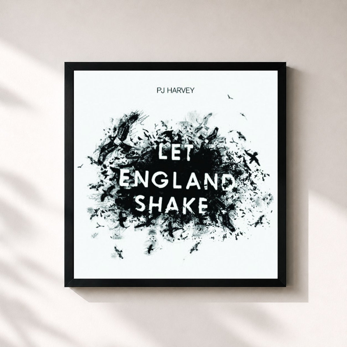 #noir Tableau carré de l'album Let England Shake de PJ Harvey, cadre noir 32x32 cm