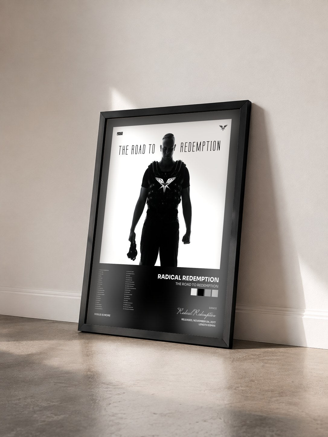 #noir Tableau de l'album The Road To Redemption de Radical Redemption vu de trois quarts, cadre noir