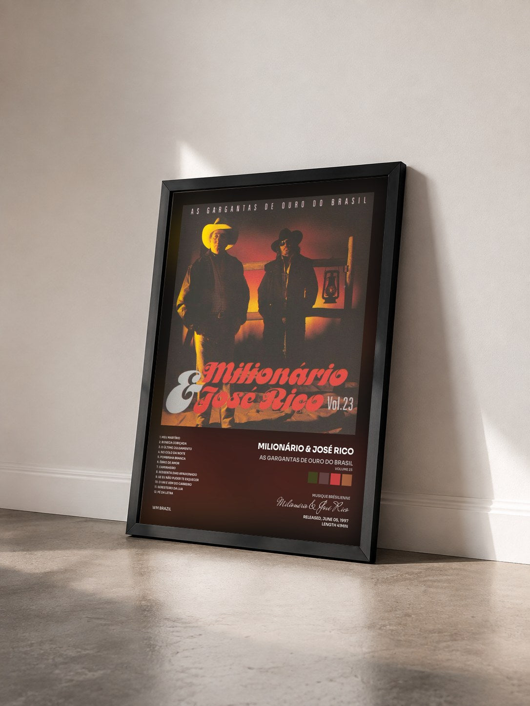 #noir Tableau de l'album As Gargantas de Ouro do Brasil (Volume 23) de Milionário & José Rico vu de trois quarts, cadre noir