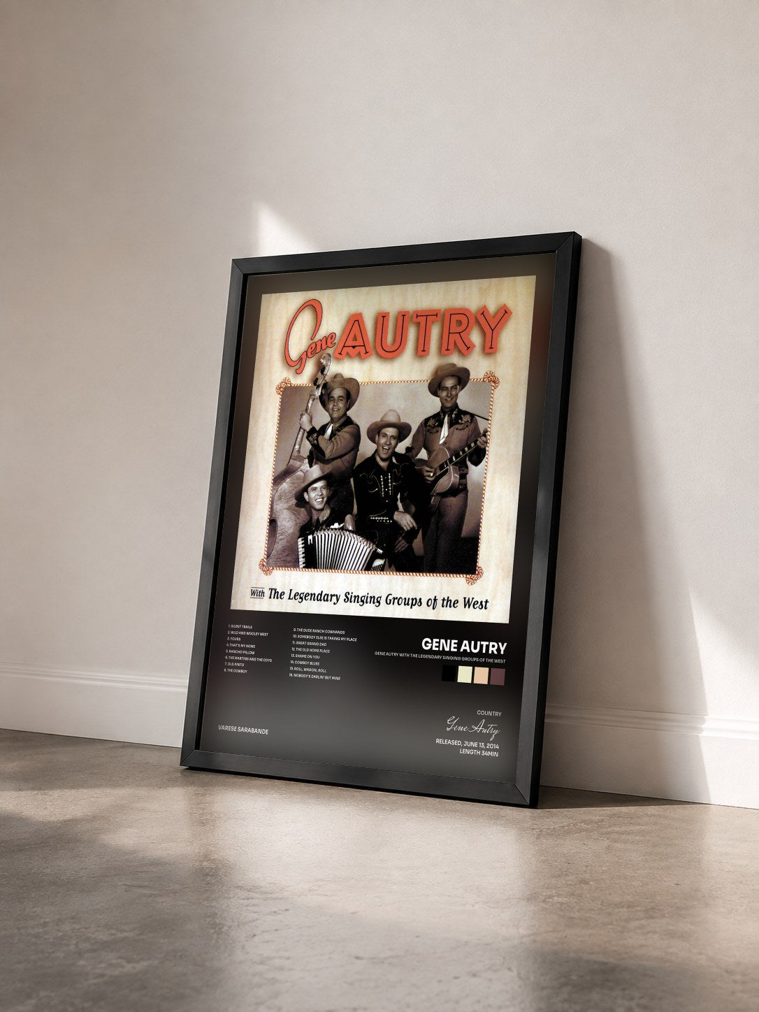 #noir Tableau de l'album Gene Autry With The Legendary Singing Groups Of The West de Gene Autry vu de trois quarts, cadre noir
