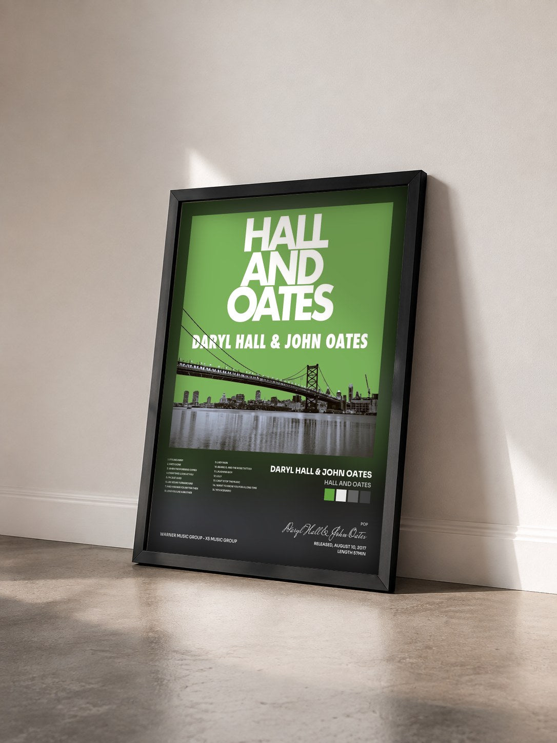 #noir Tableau de l'album Hall and Oates de Daryl Hall & John Oates vu de trois quarts, cadre noir