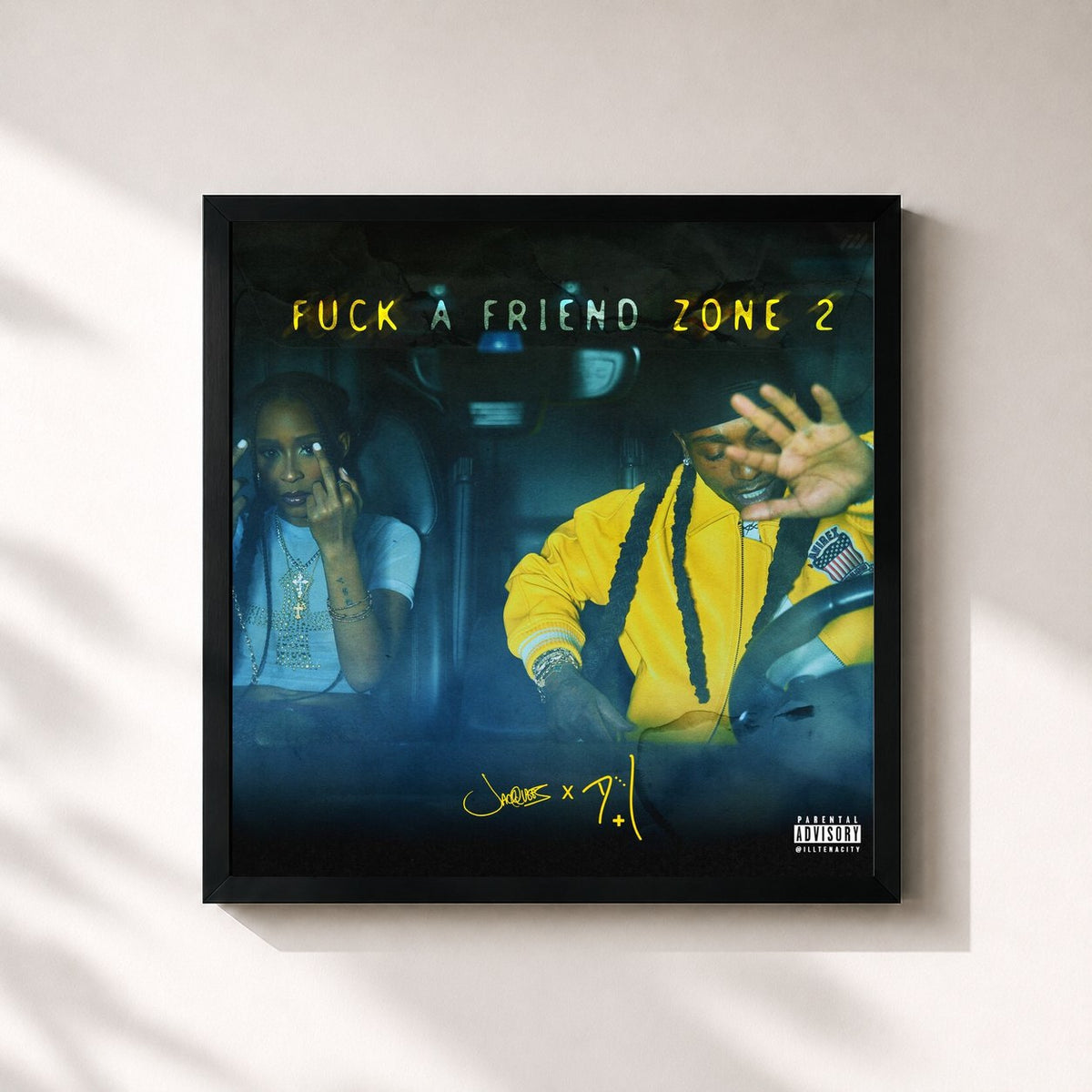#noir Fuck A Friendzone 2 by Jacquees as a square framed art print, black 32x32 cm frame