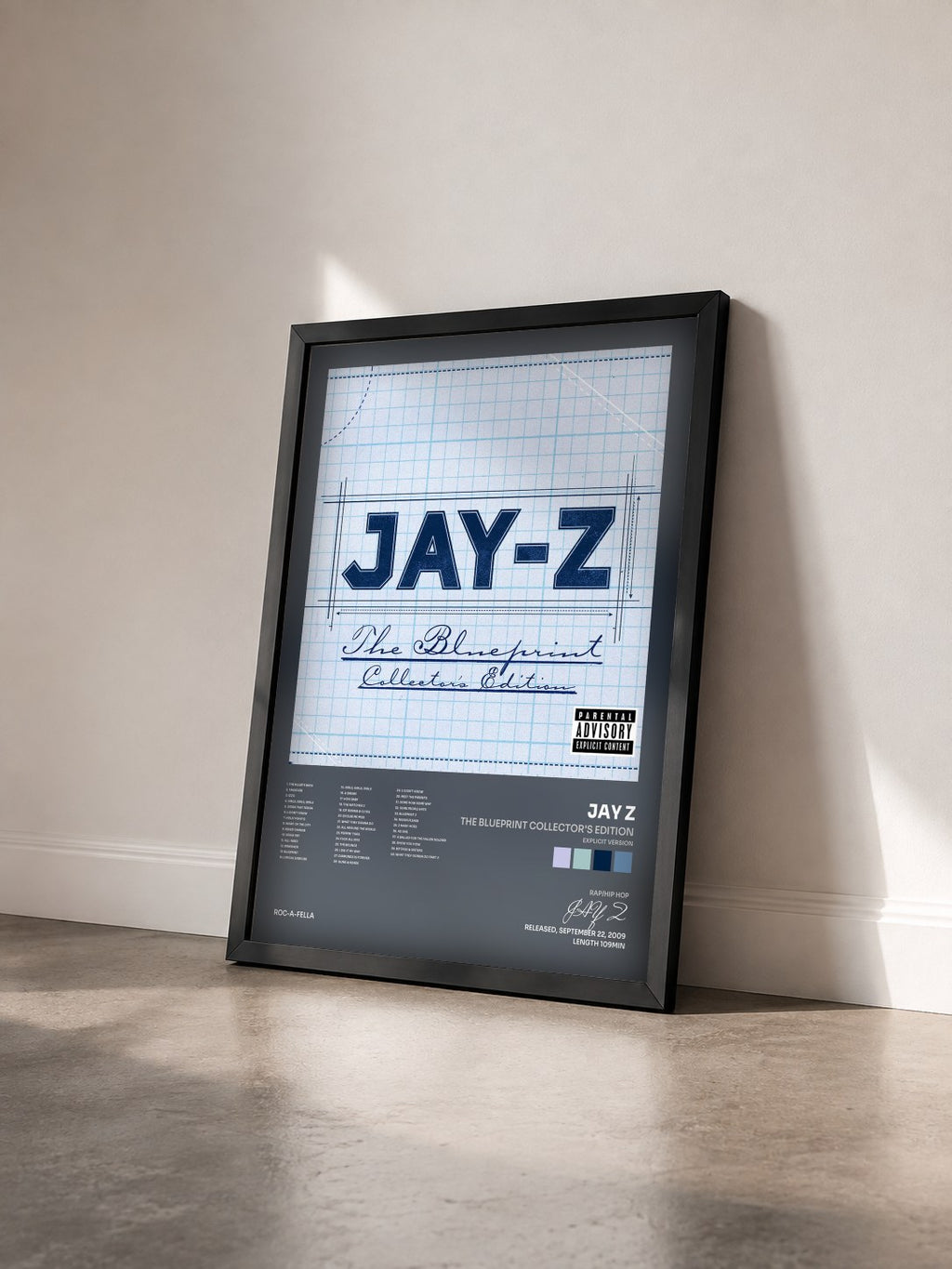 #noir The Blueprint Collector's Edition (Explicit Version) von JAY Z als gerahmter Kunstdruck von schräg gesehen, schwarzer Rahmen