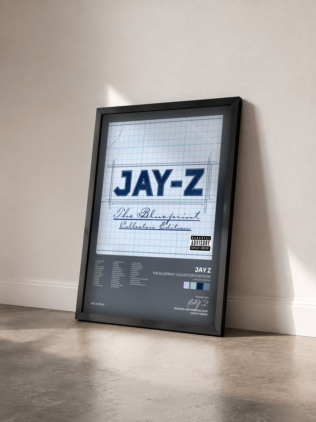 #noir Tableau de l'album The Blueprint Collector's Edition (Explicit Version) de JAY Z vu de trois quarts, cadre noir