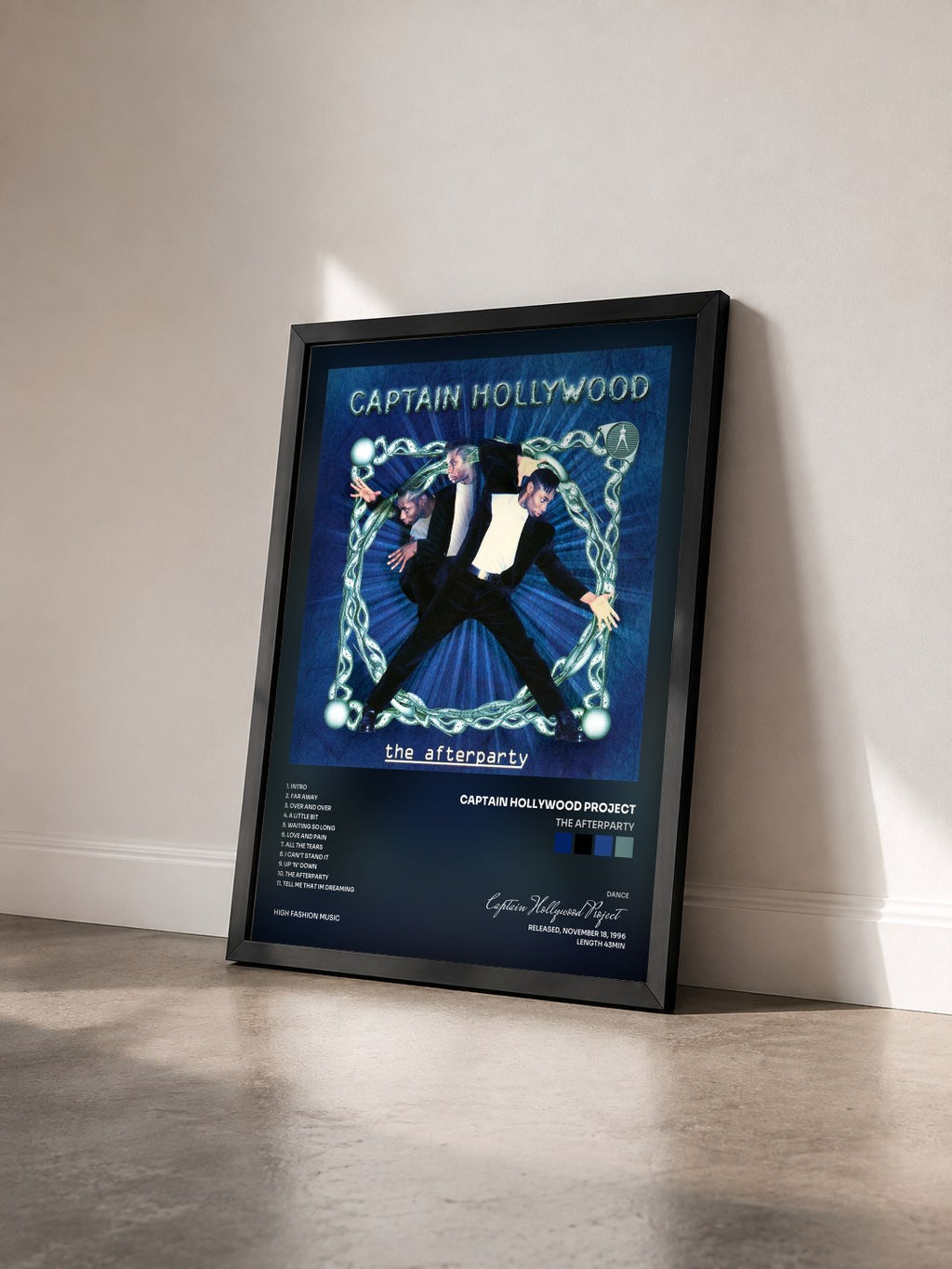 #noir Tableau de l'album The Afterparty de Captain Hollywood Project vu de trois quarts, cadre noir