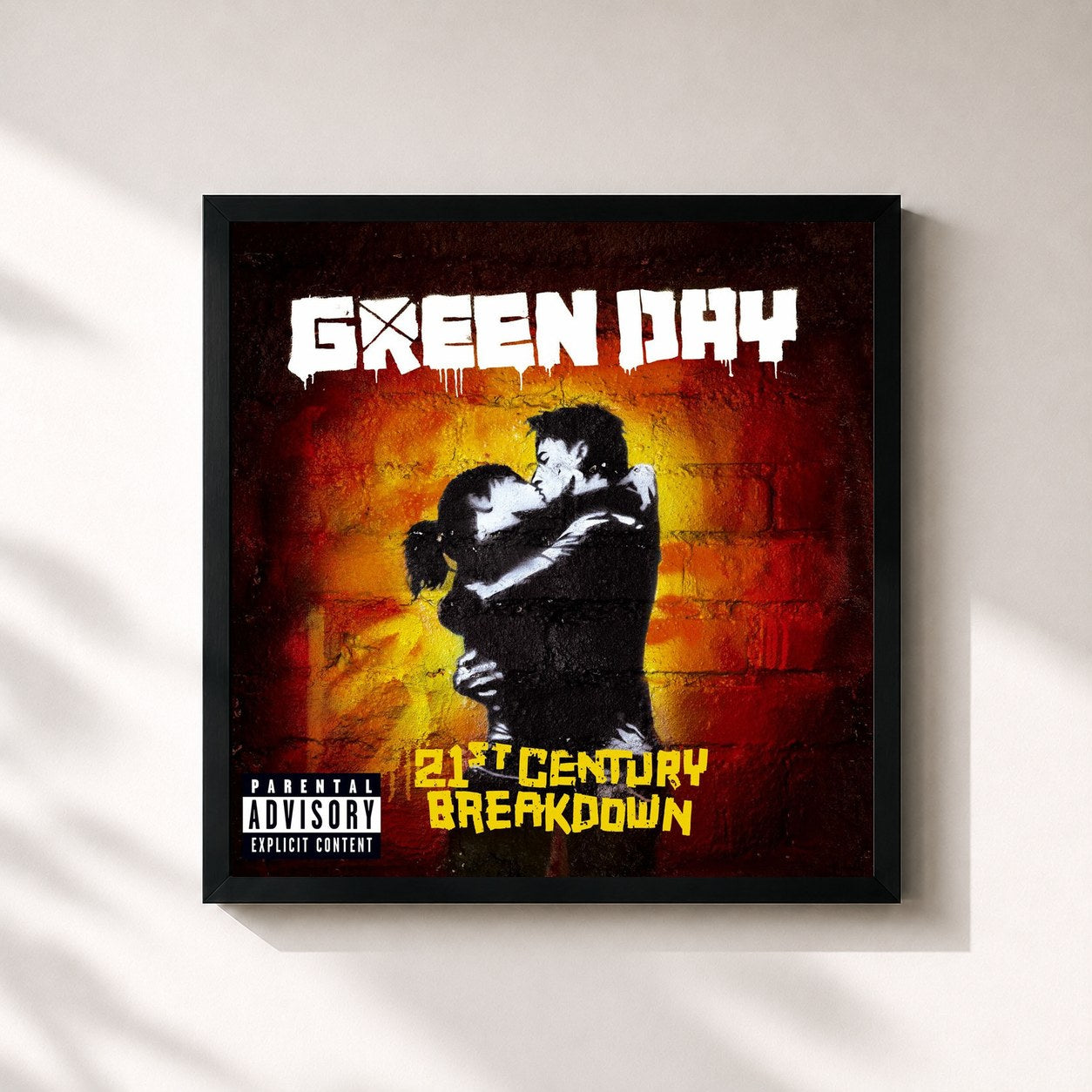 #noir Tableau carré de l'album 21st Century Breakdown de Green Day, cadre noir 32x32 cm