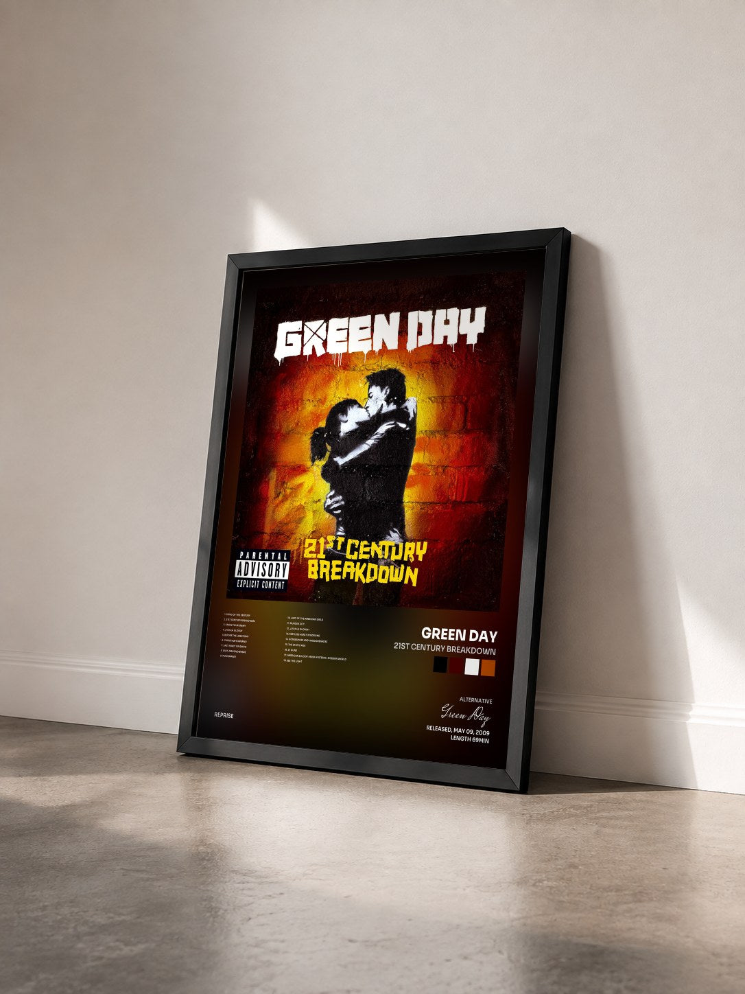 #noir Tableau de l'album 21st Century Breakdown de Green Day vu de trois quarts, cadre noir