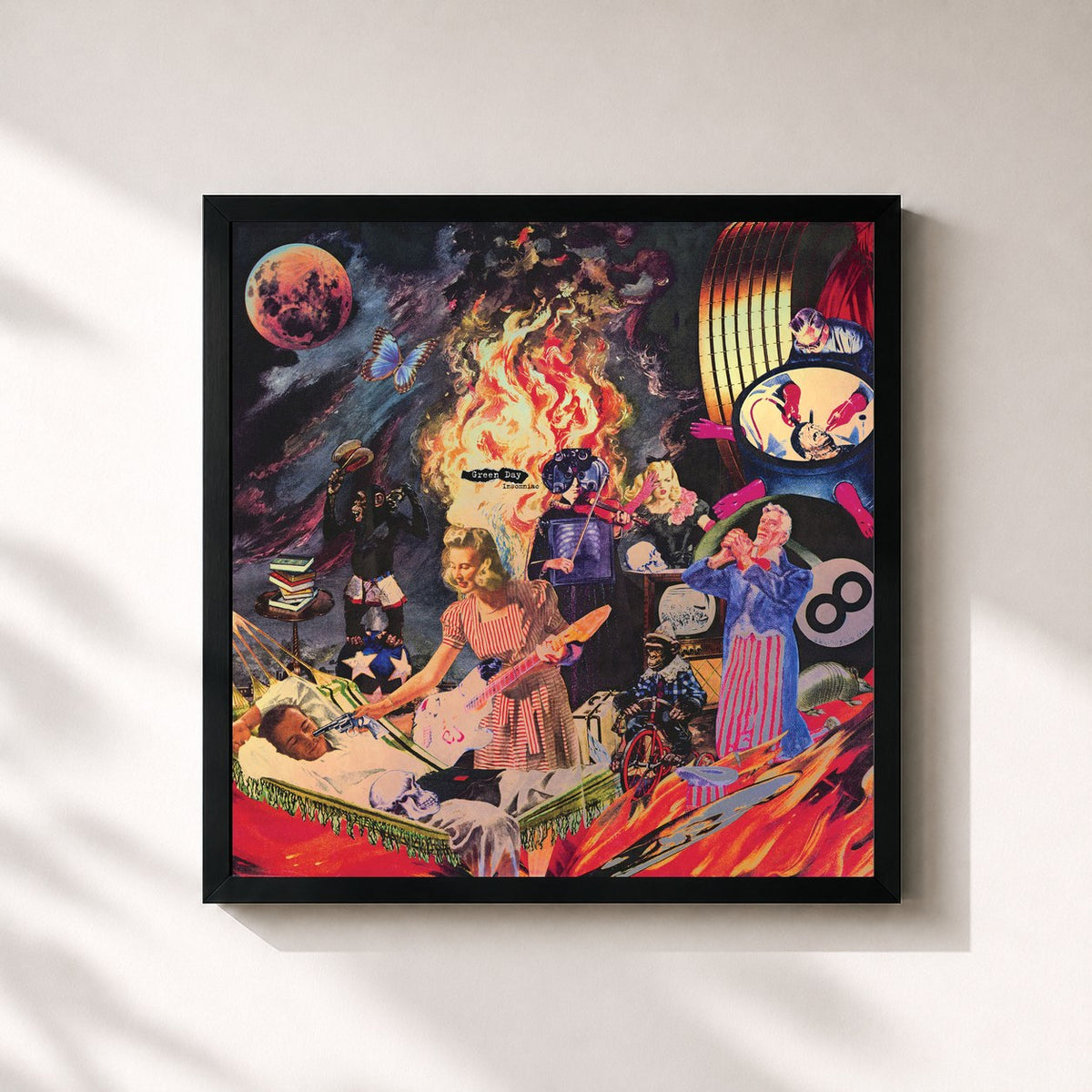 #noir Tableau carré de l'album Insomniac (25th Anniversary Deluxe Edition) de Green Day, cadre noir 32x32 cm