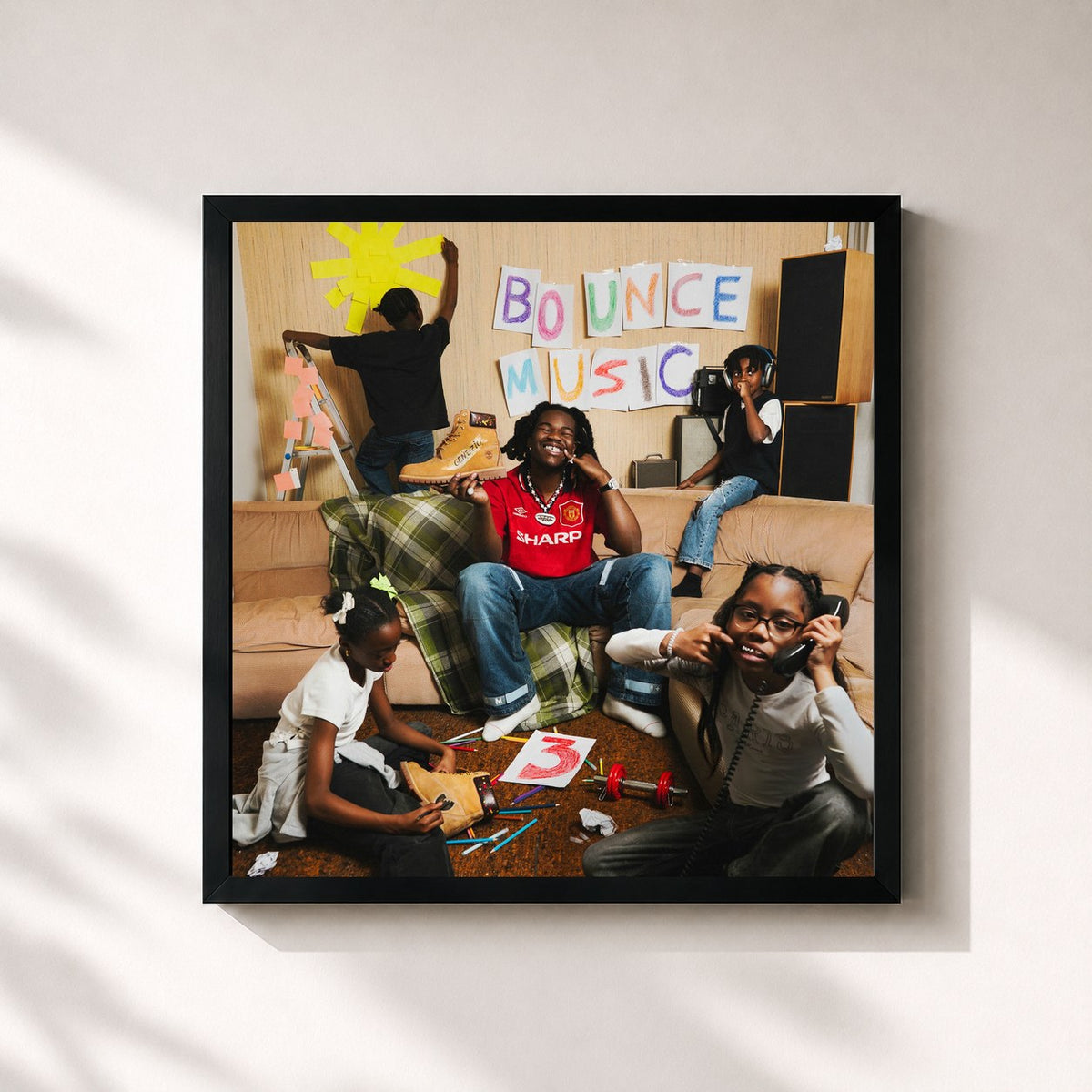 #noir Tableau carré de l'album BOUNCE MUSIC : SAISON 3 de Genezio, cadre noir 32x32 cm